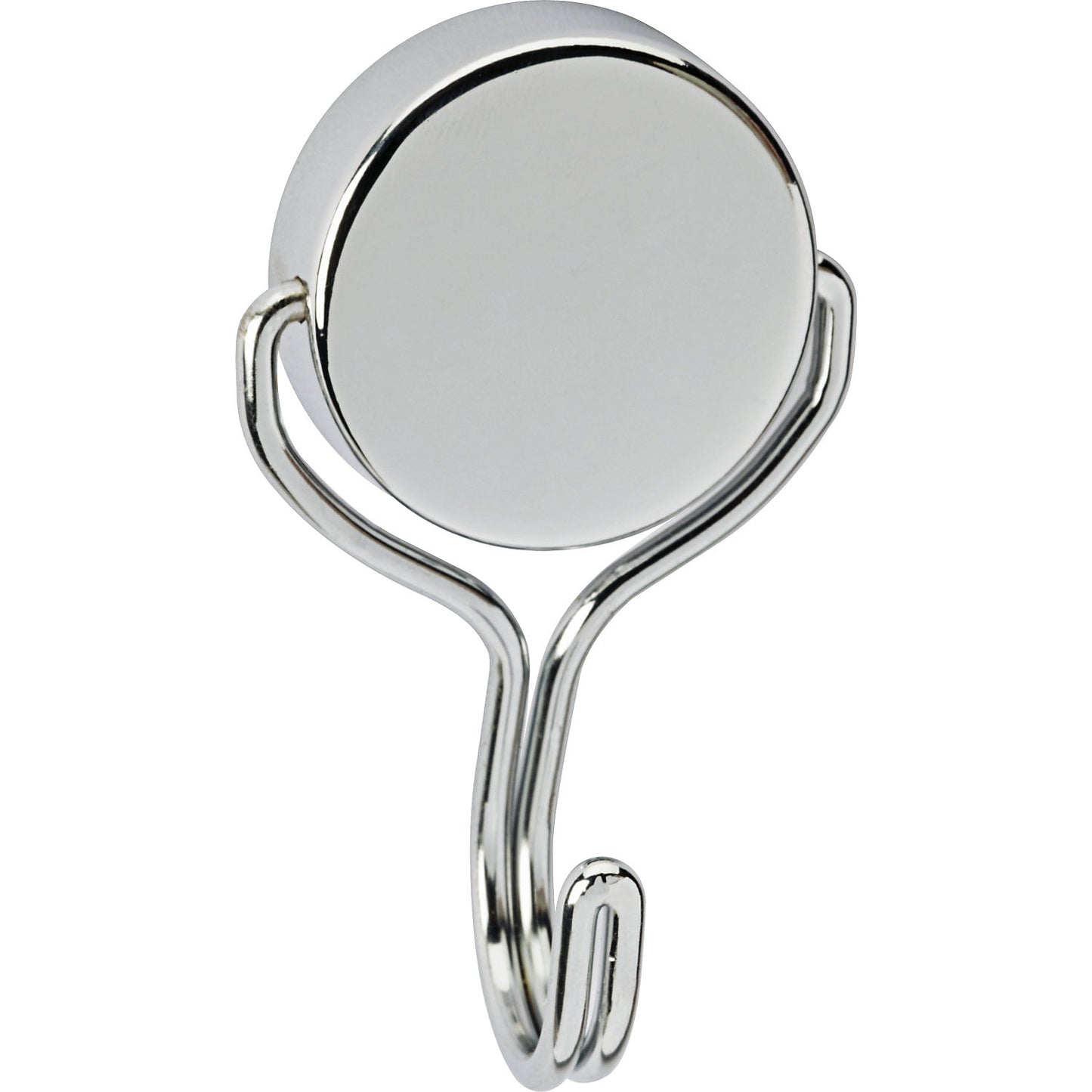 Neodymium magnet with carousel hook, silver, pack of 4, Ø 38.5 mm, holds 50 kg.