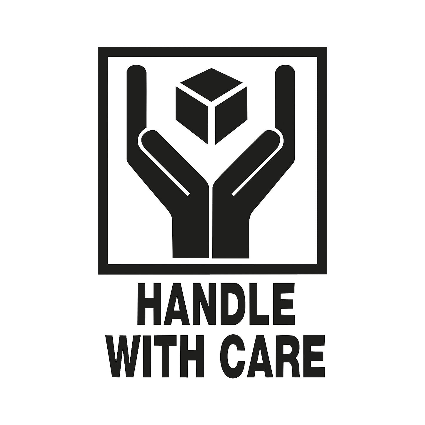 Warning labels, imprint Handle with care, pack of 1000, LxW 75 x 100 mm.