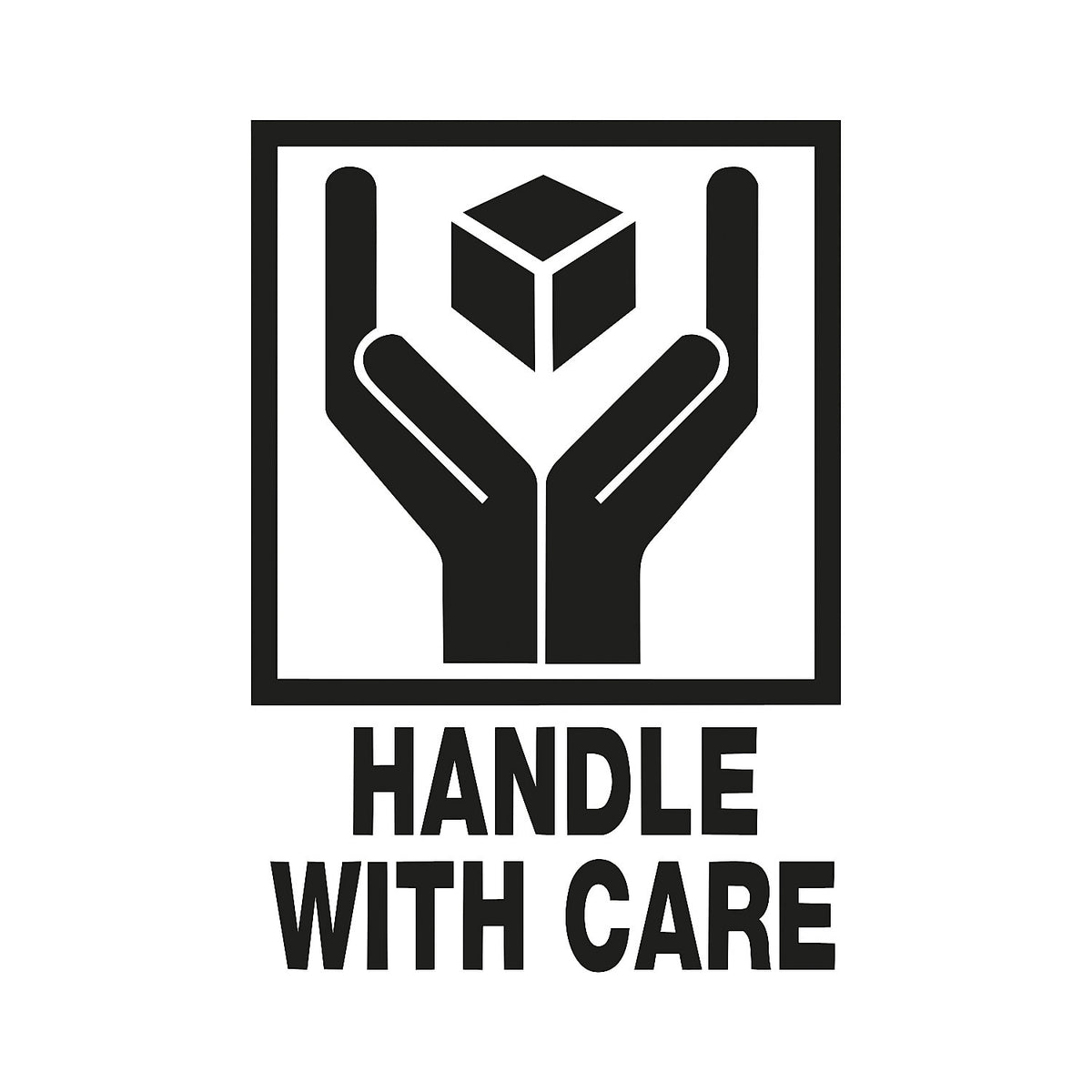 Warning labels, imprint Handle with care, pack of 1000, LxW 75 x 100 mm.