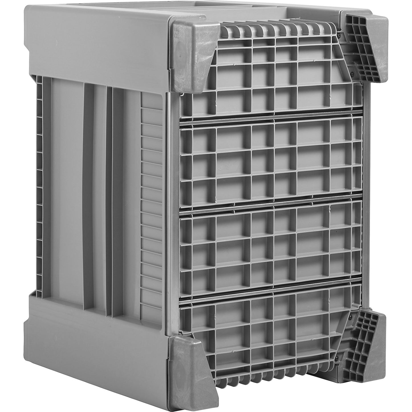 KUBO pallet box with side flap, capacity 610 l, grey.