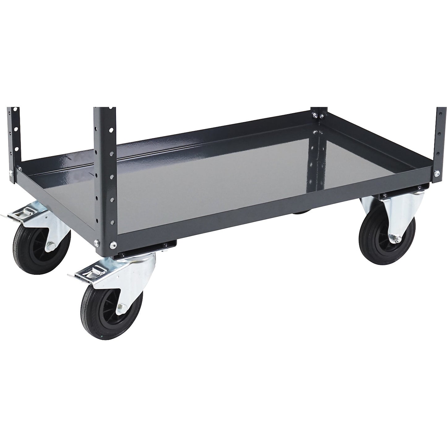 Castor set for CustomLine general purpose trolley, 2 swivel castors with double stops, 2 fixed castors, solid rubber Ø 160 mm.