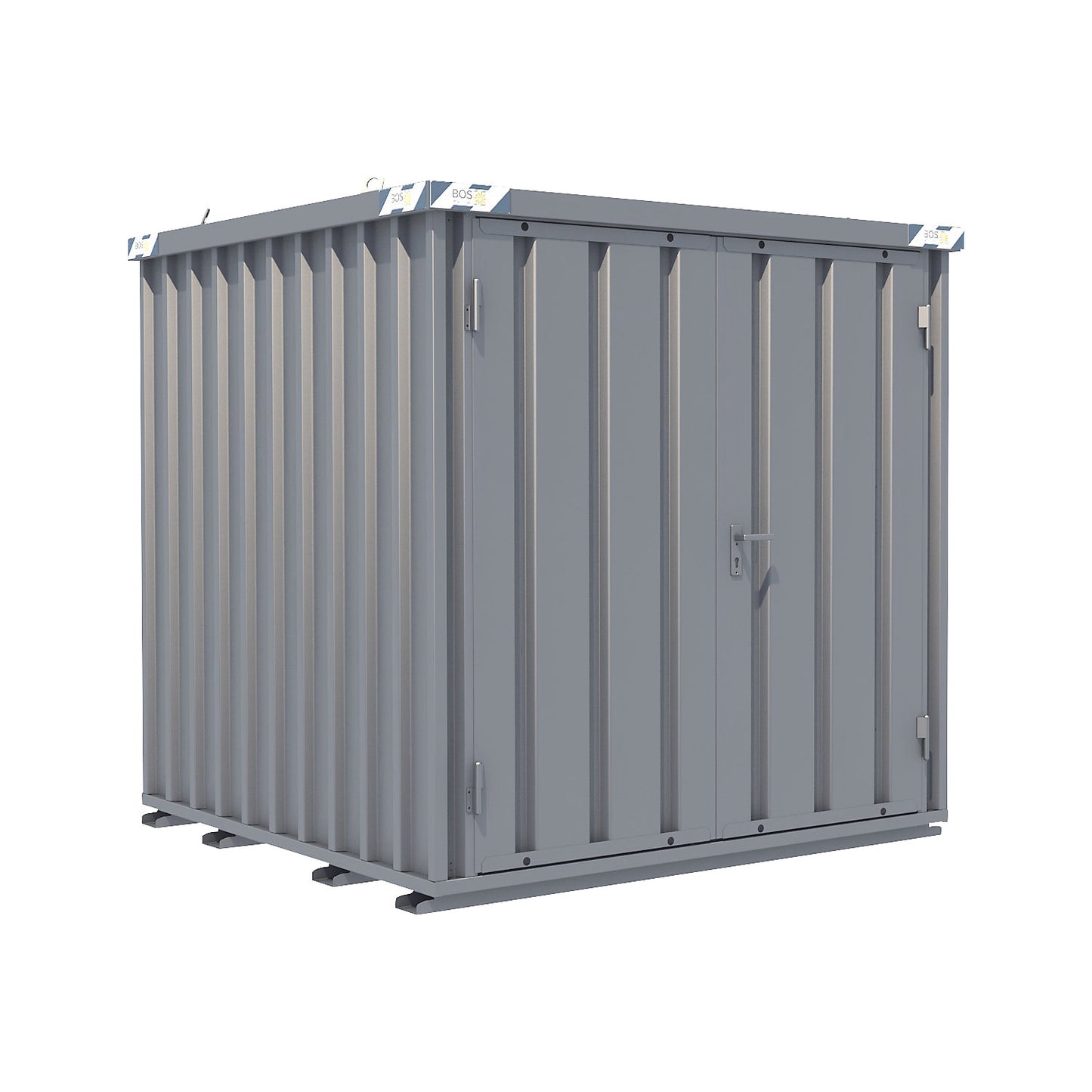 Quick build container, zinc plated, external WxHxD 2100 x 2100 x 2100 mm, 2 hinged doors.