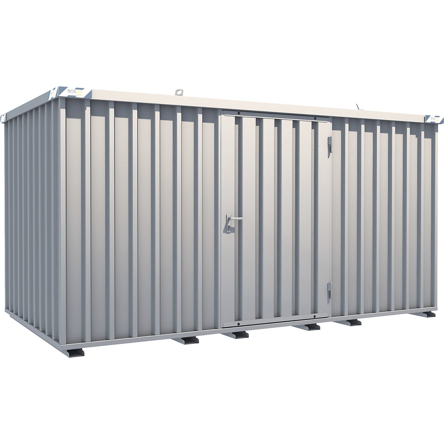 Quick build container, zinc plated, external WxHxD 2100 x 2100 x 4100 mm, 1 hinged door long side.
