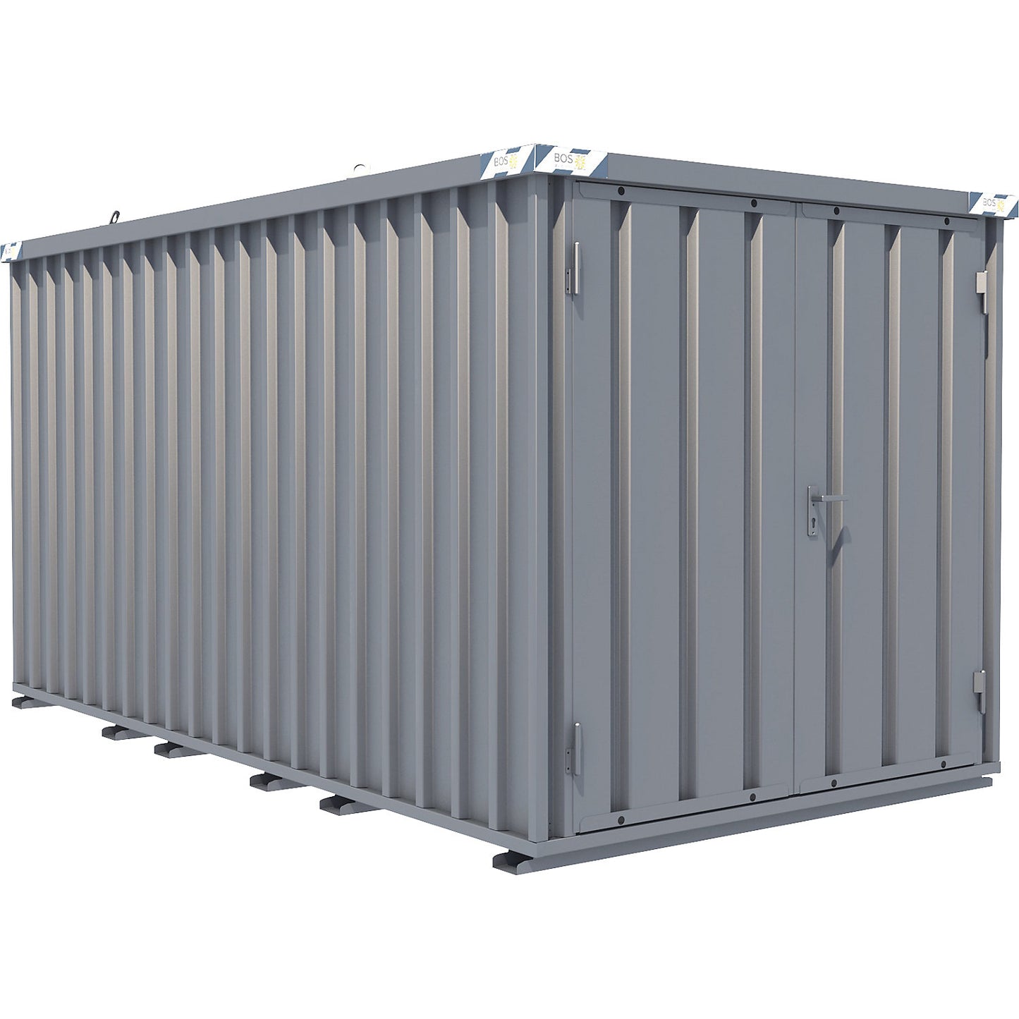 Quick build container, zinc plated, external WxHxD 2100 x 2100 x 4100 mm, 2 hinged doors.