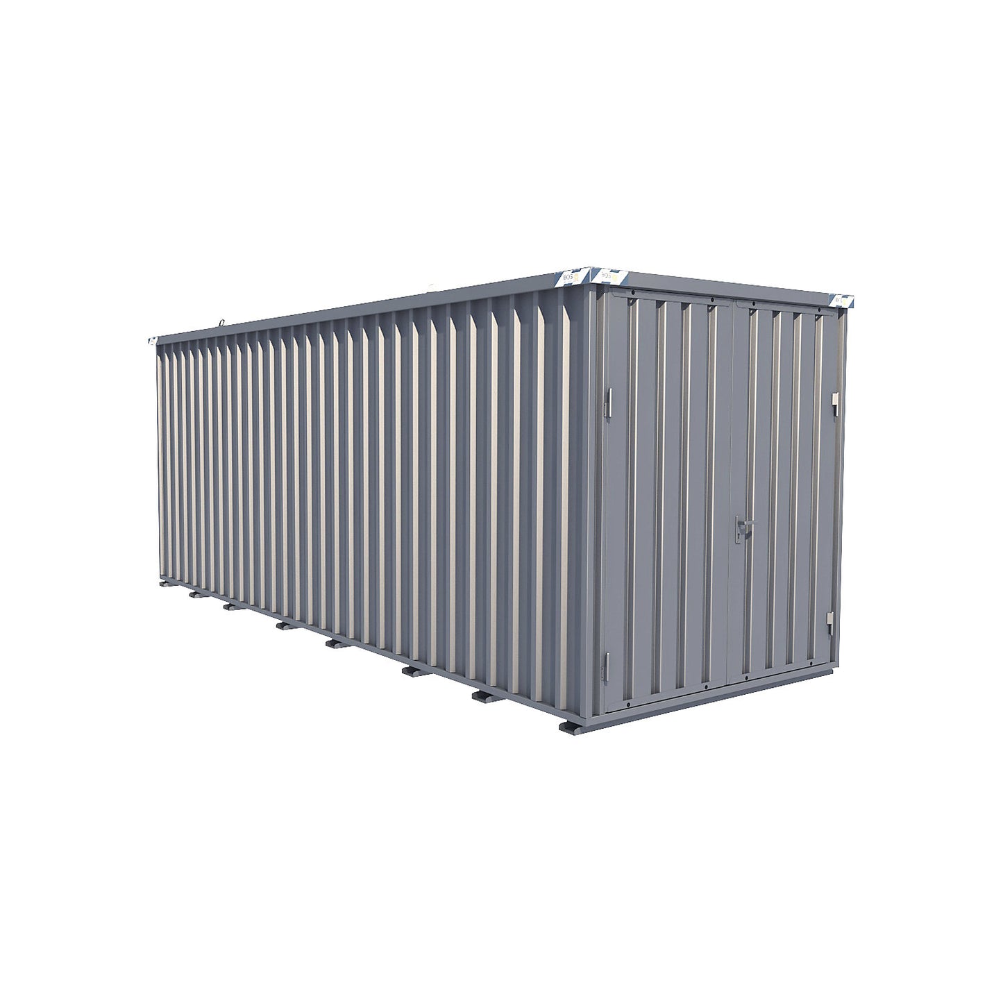 Storage container, 2 hinged doors, external WxHxD 2300 x 2400 x 6100 mm.