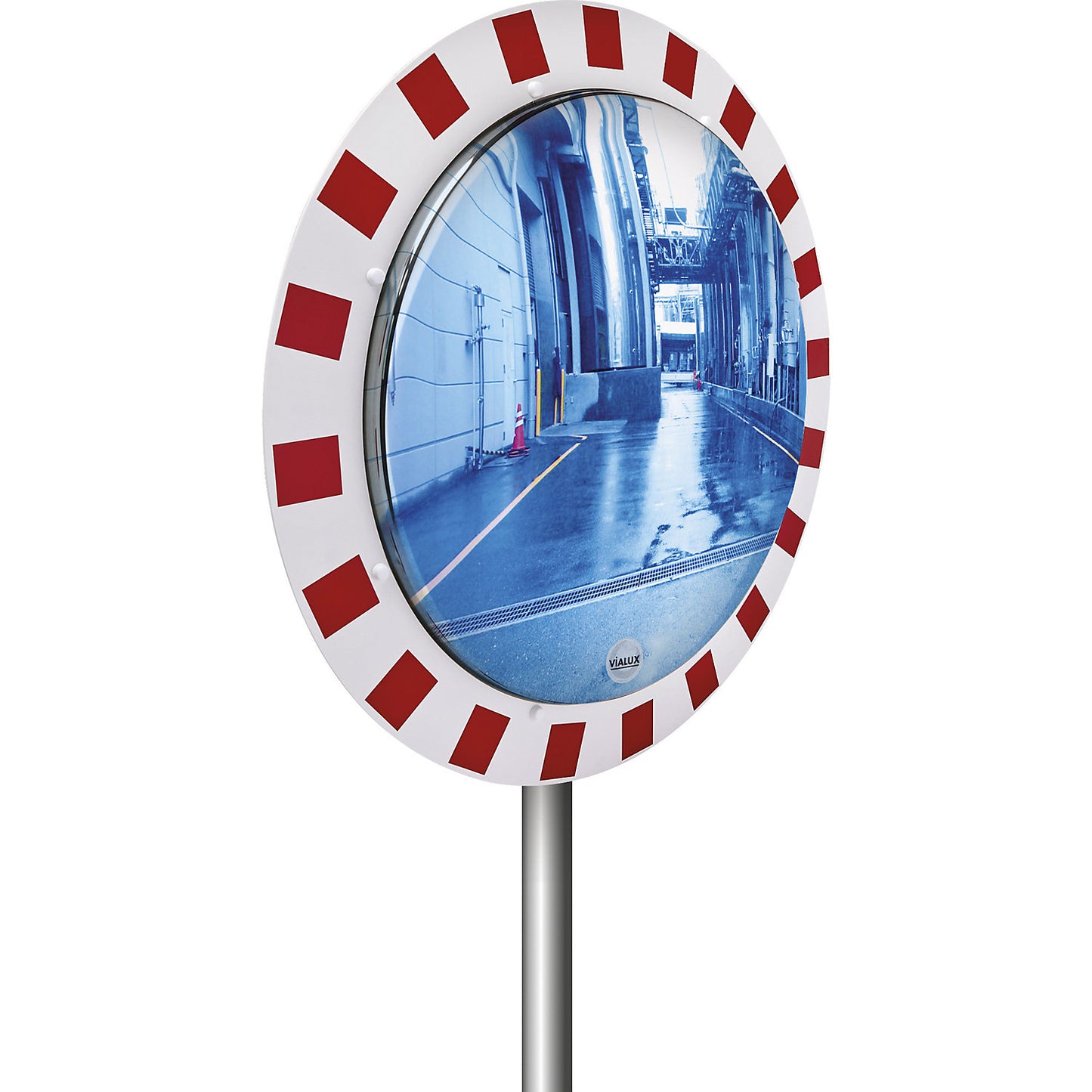 Anti-frost/anti-fog round mirror, red, white, Ø 600 mm.