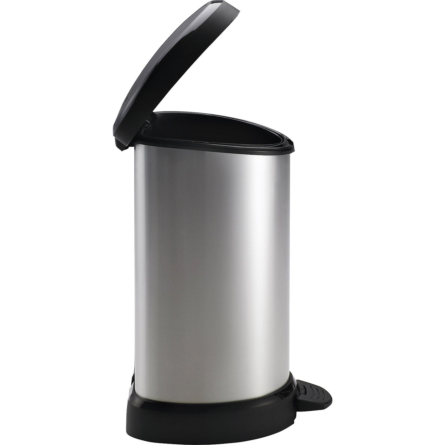 DECOBIN pedal bin, semi-circular, capacity 15 l, HxWxD 450 x 280 x 305 mm, silver.