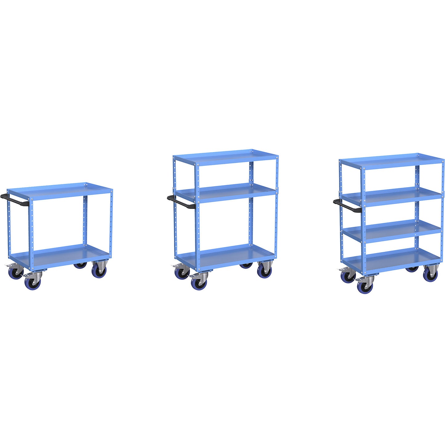 CustomLine shelf, for assembly trolley, powder coated, light blue.