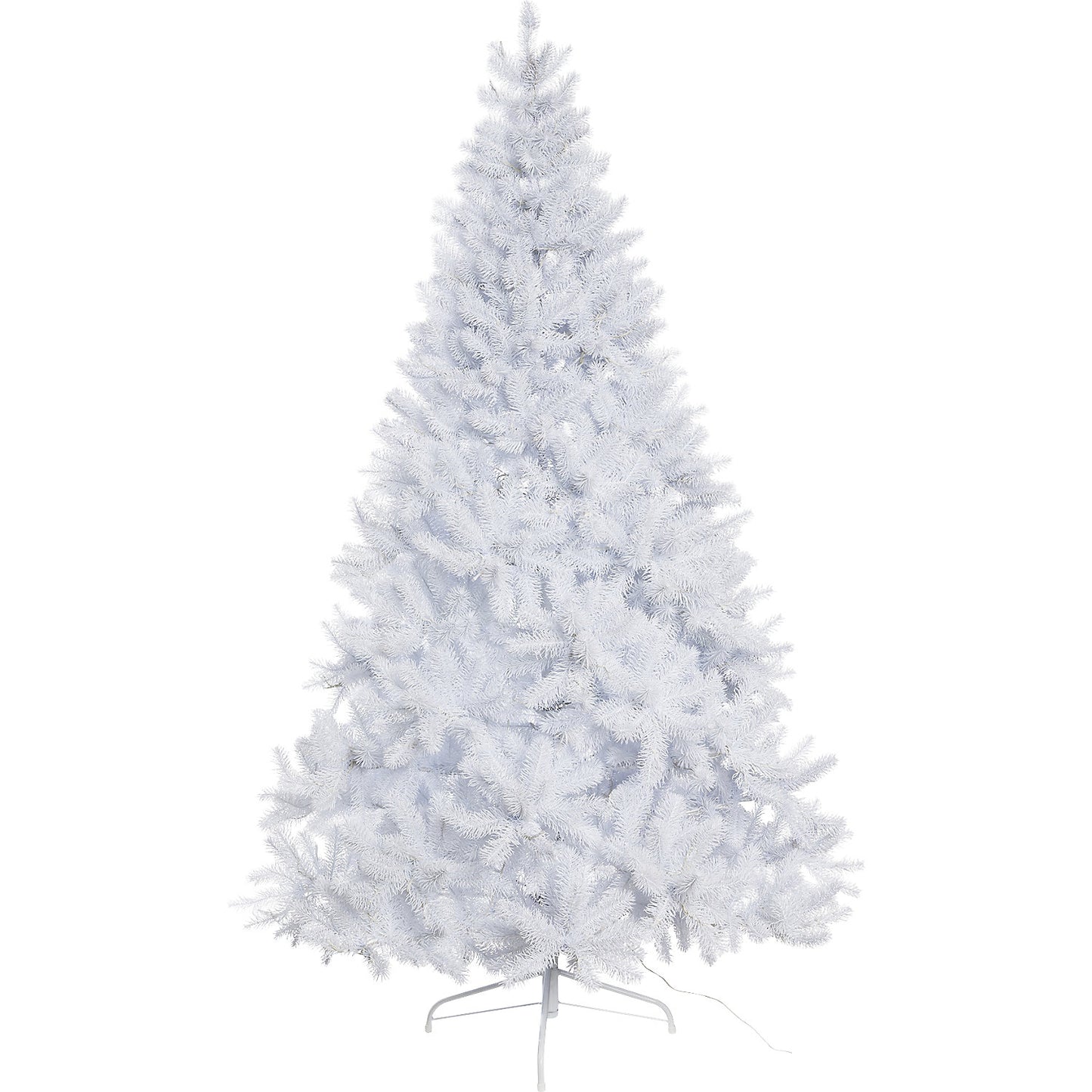 Artificial fir tree, white, stand included, overall height 1800 mm.