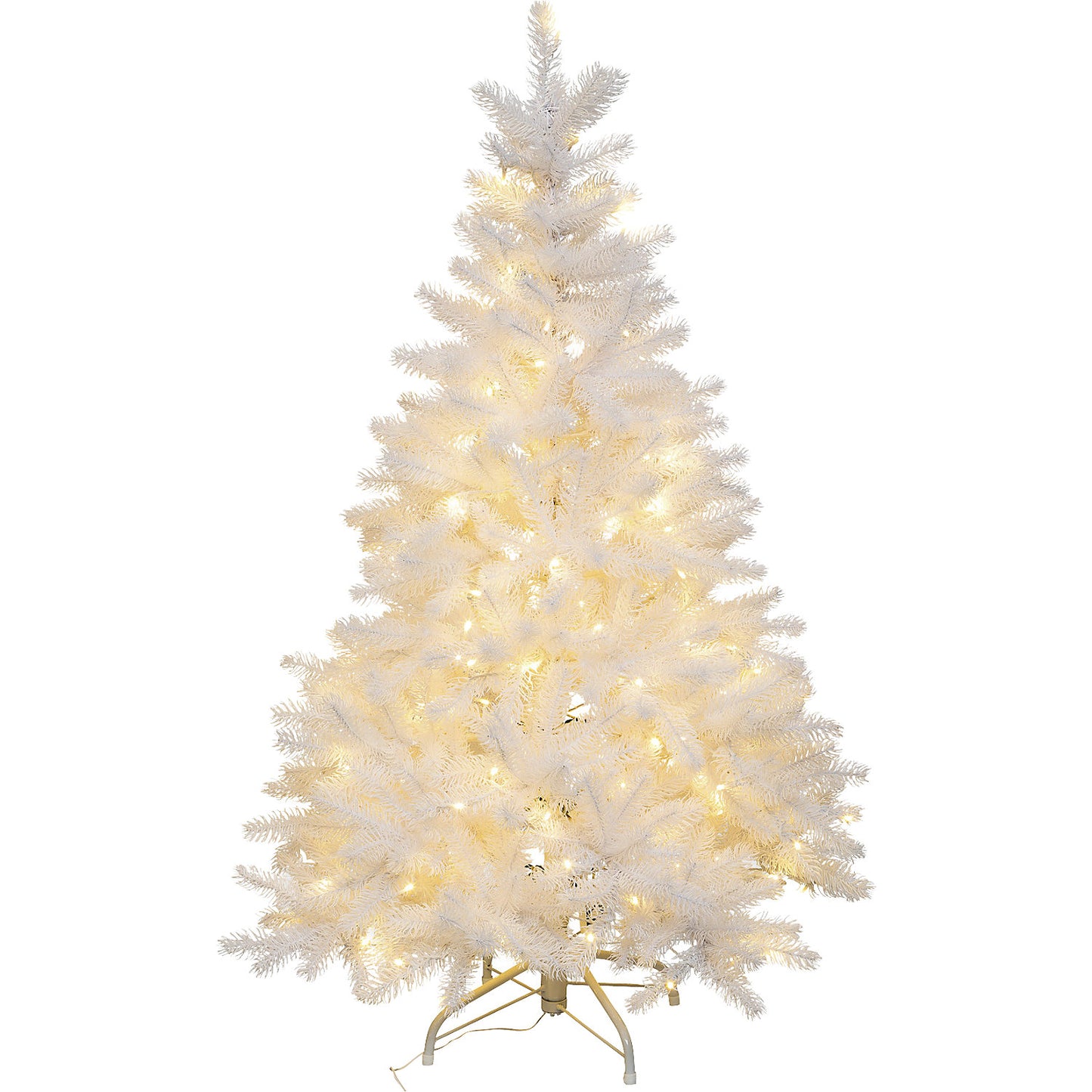 Artificial LED fir tree, white, stand included, height 1200 mm, with 150 LEDs.