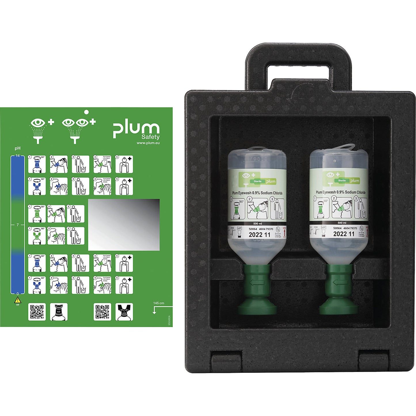 iBox wall box with vision panel and carrying handle, 2 x 500 ml 0.9% NaCl, sterile.