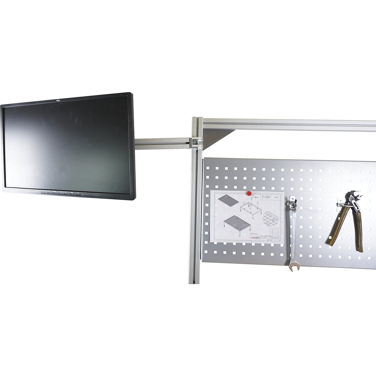 Swivel arm with monitor bracket, for TFT screens, HxWxD 125 x 125 x 600 mm.