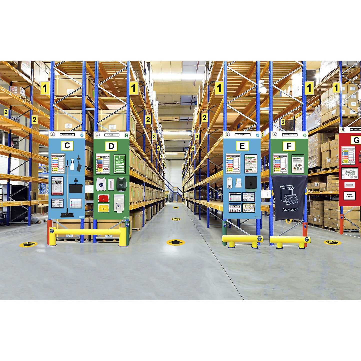 Individual rack end shadow board, fire safety, HxW 2000 x 900 mm, blue.