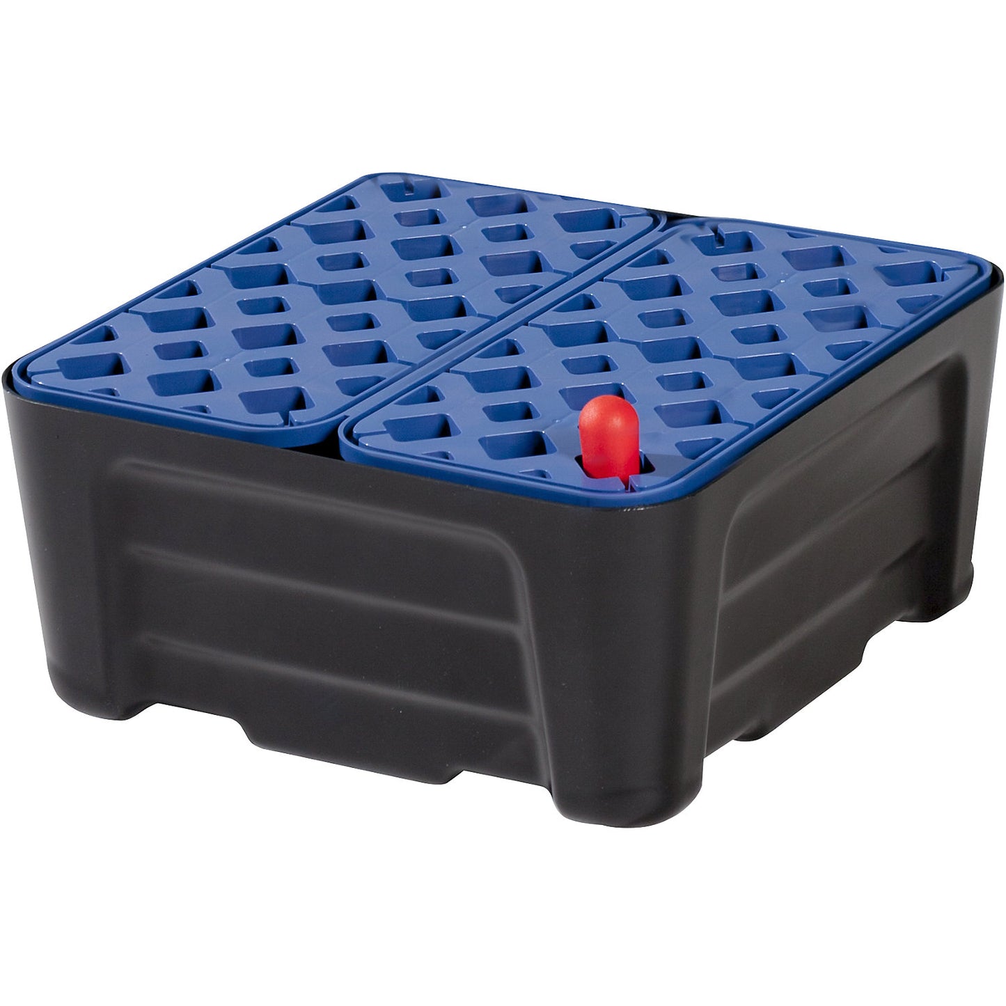 PE sump tray for small containers, with PE grate, collection capacity 20 l.