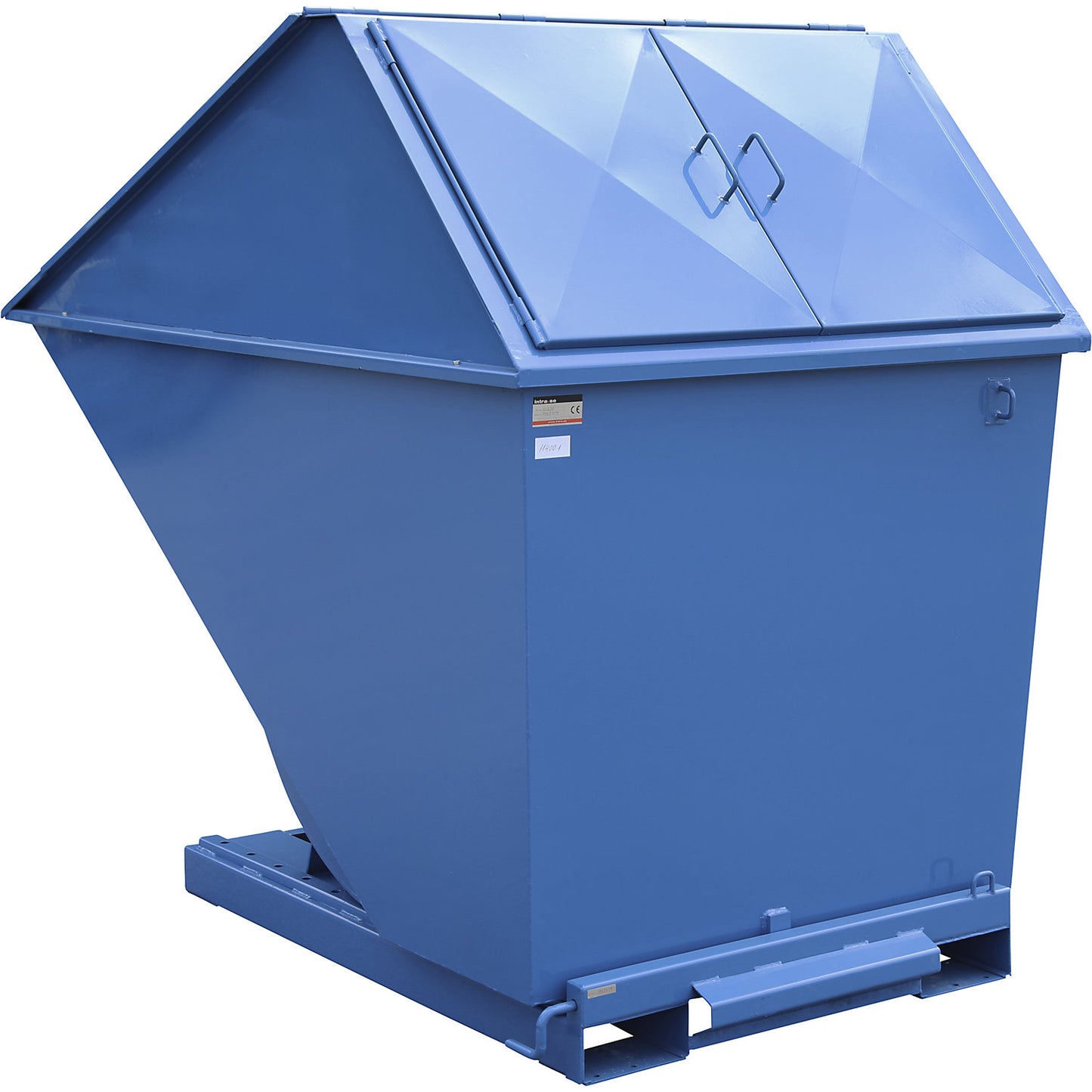Tipping skip with high lid, blue, capacity 2200 l.