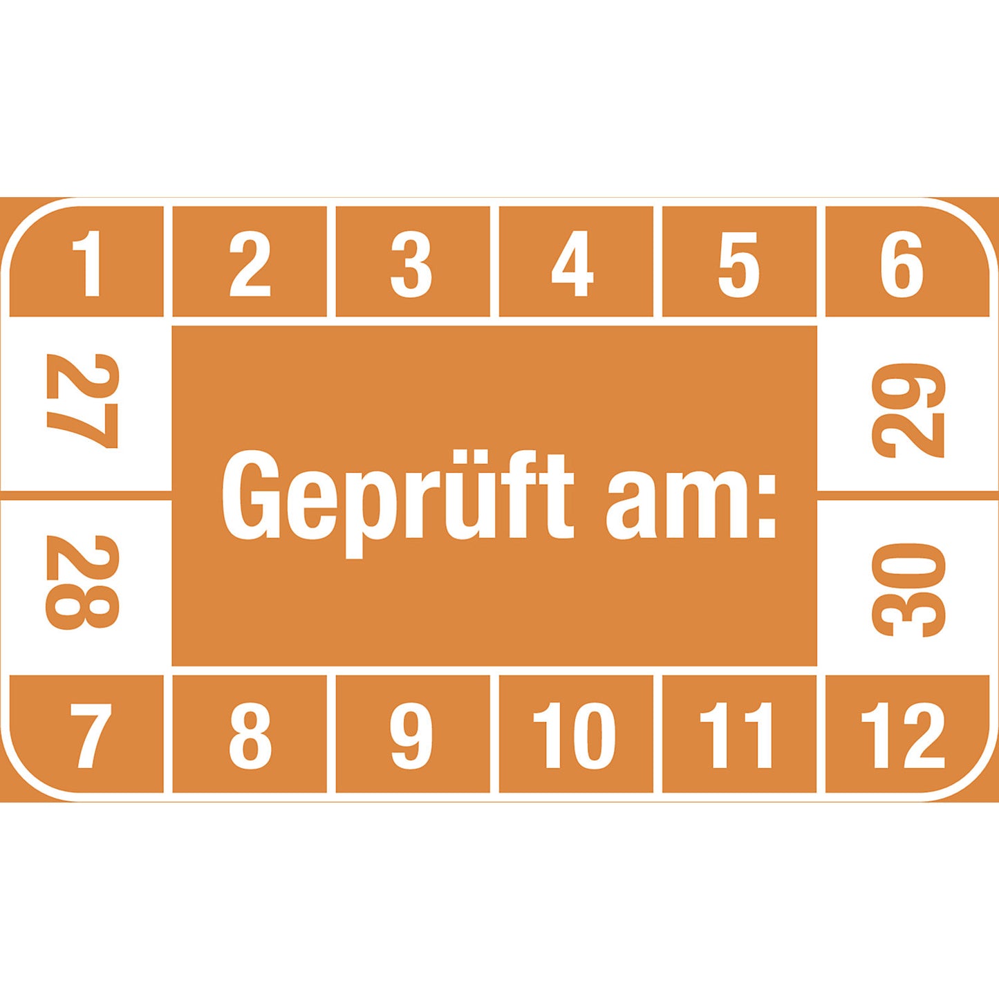 Multiple year placard, tested on, LxH 40 x 25 mm, pack of 10, orange, 27 - 30.