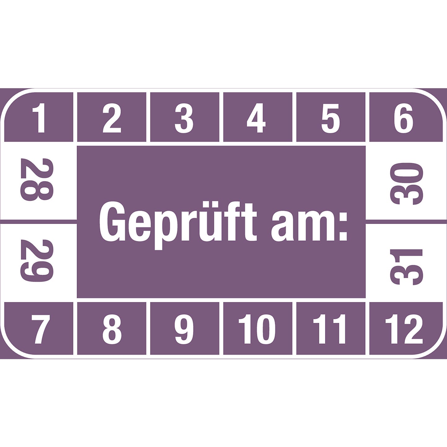 Multiple year placard, tested on, LxH 40 x 25 mm, pack of 10, purple, 28 - 31.