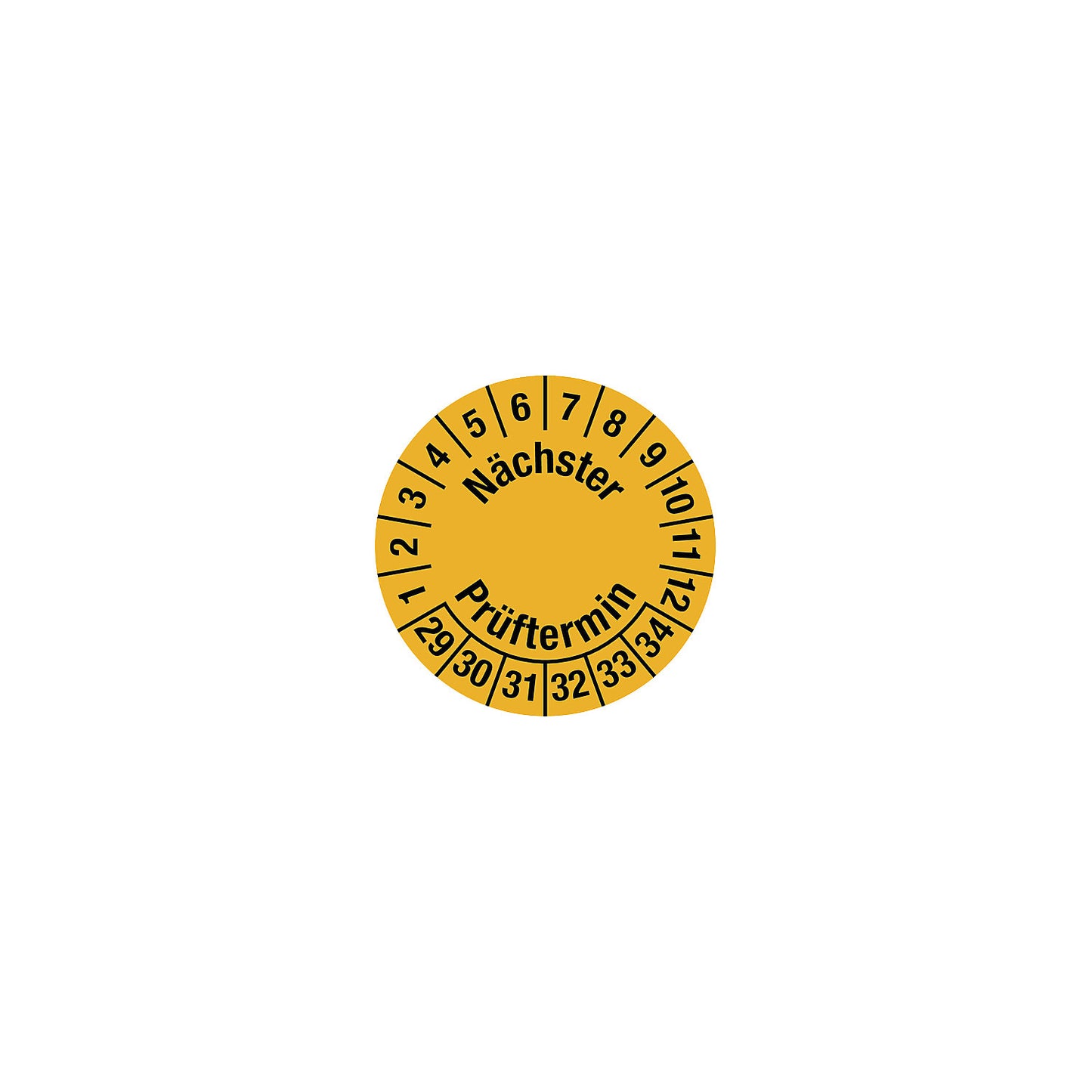 Cable test placard, multiple years, yellow, film, LxH 25 x 95 mm, pack of 10, 2029 - 2034.