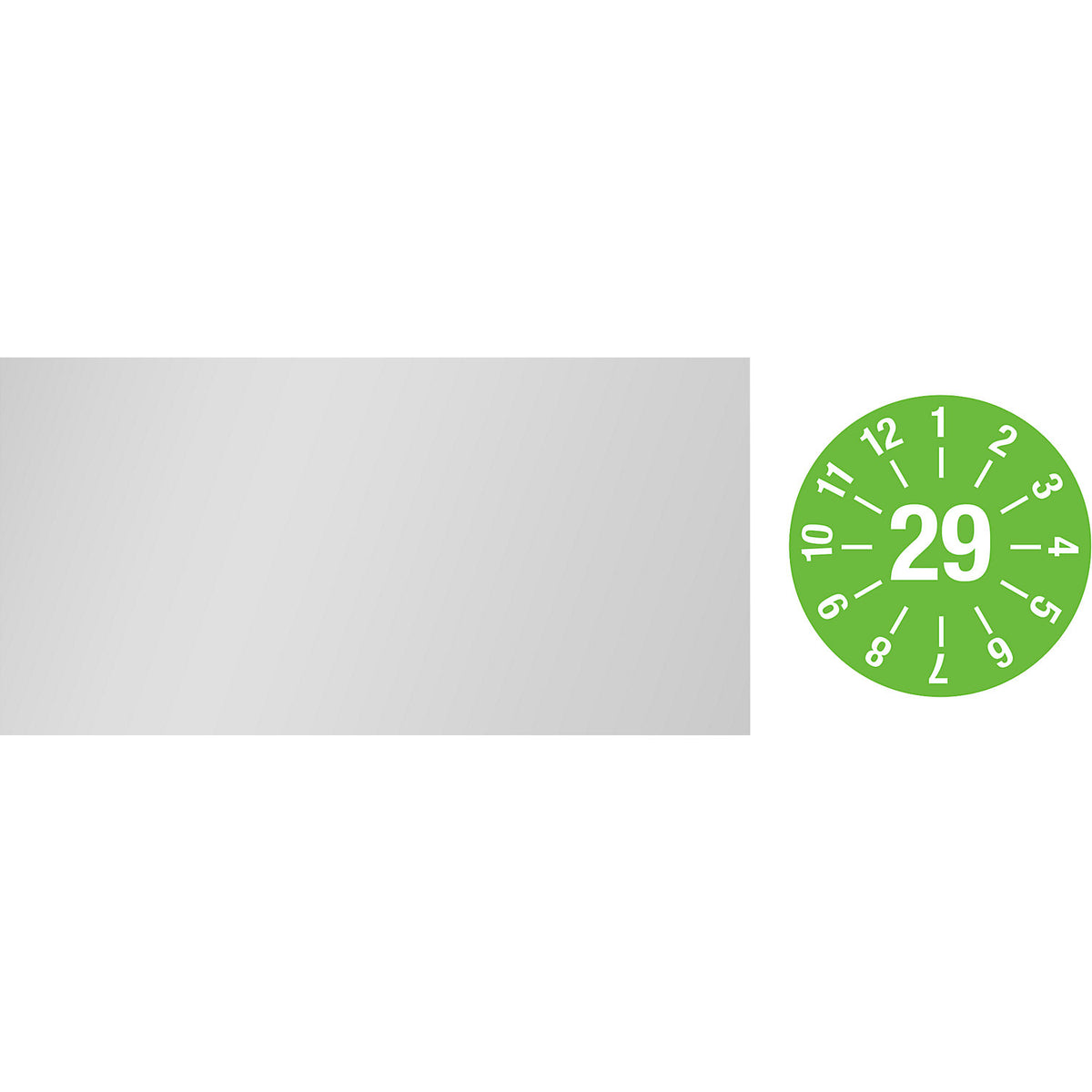Cable test placard, annual placard, LxH 60 x 20 mm, 29, green.