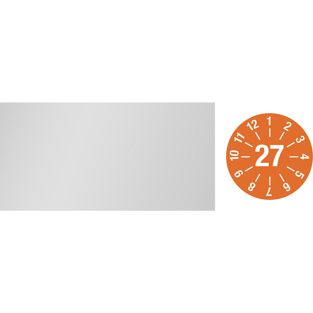Cable test placard, annual placard, LxH 60 x 20 mm, 27, orange.