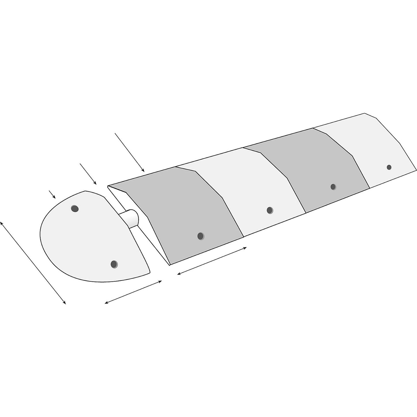 Speed ramp, rubber, height 50 mm, max. 20 km/h, standard element, black.