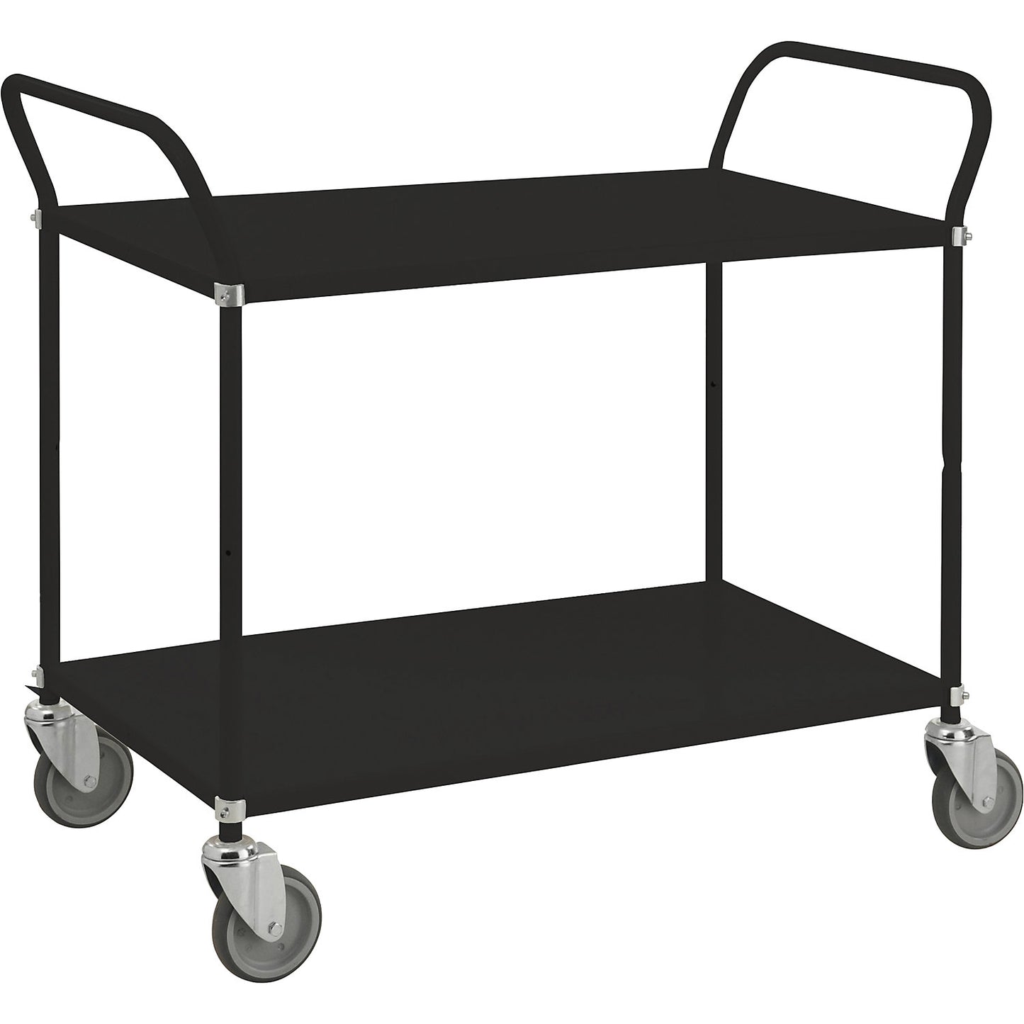 Table trolley, black, max. load 250 kg, 2 shelves.