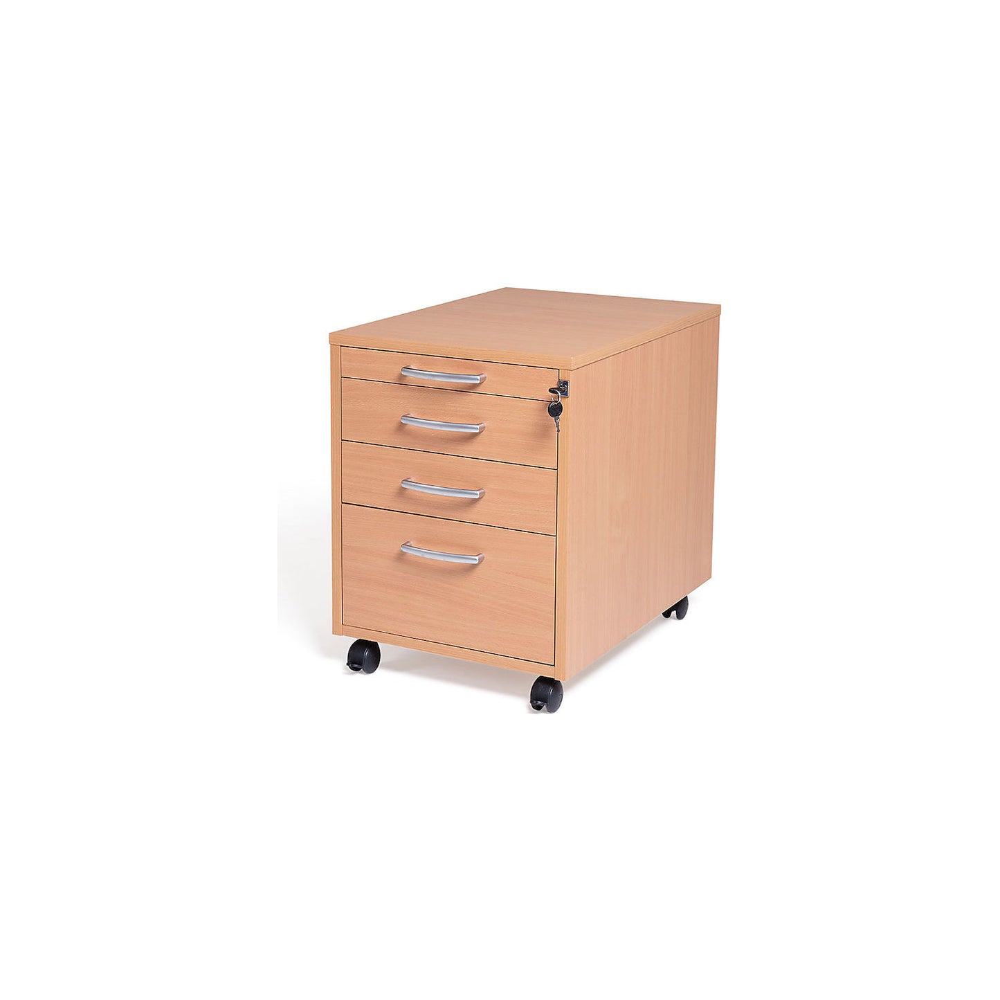 Miami mobile pedestal, 4 drawers, HxWxD 550 x 420 x 600 mm, beech.