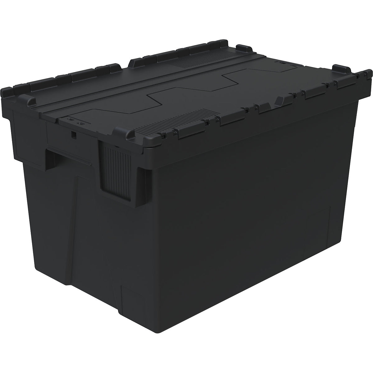 Reusable stacking container, LxWxH 600 x 400 x 367 mm, black.
