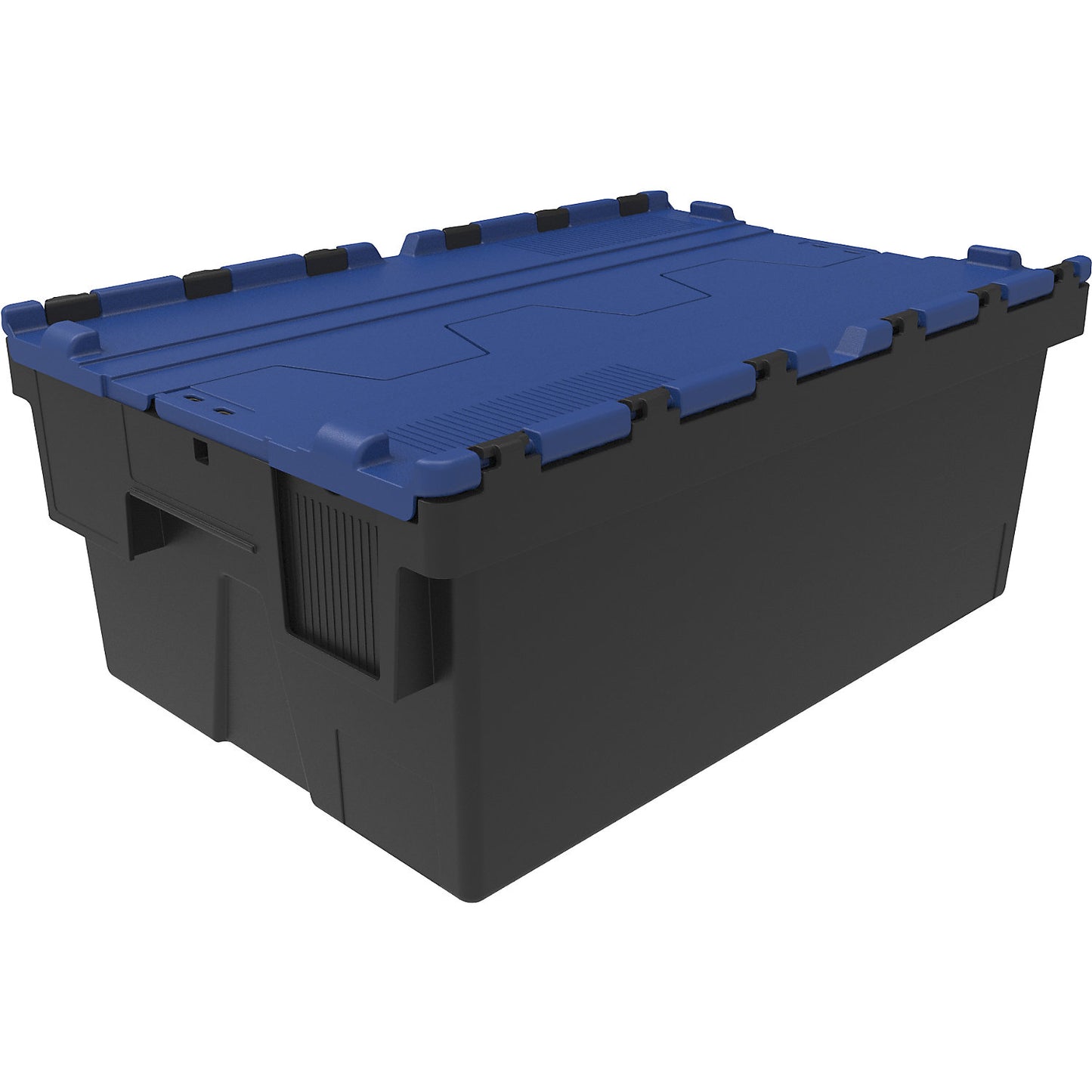 Reusable stacking container, LxWxH 600 x 400 x 250 mm, black/blue.