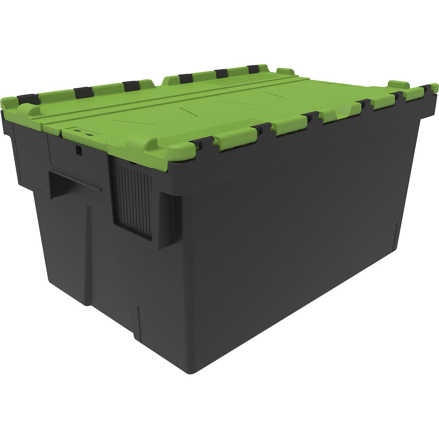 Reusable stacking container, LxWxH 600 x 400 x 310 mm, black/green.