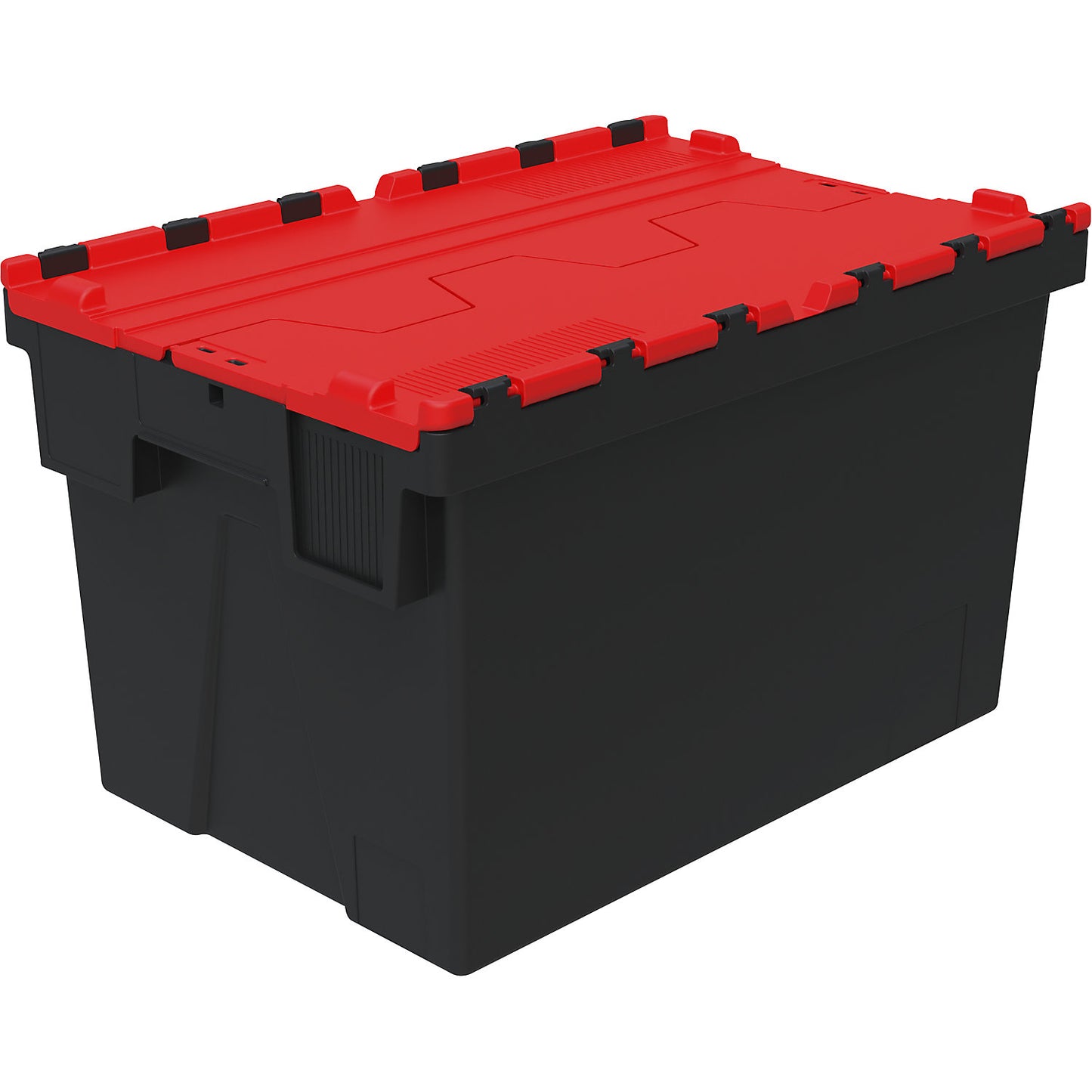 Reusable stacking container, LxWxH 600 x 400 x 400 mm, black/red.