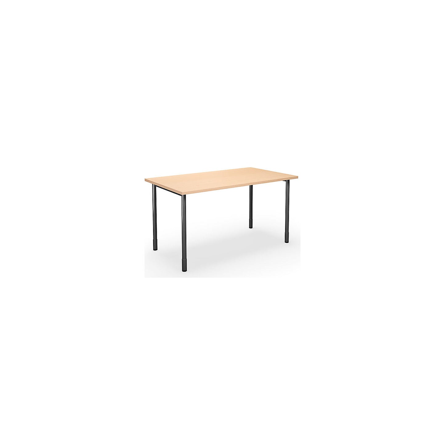 DUO-C multi-purpose desk, straight tabletop, HxD 700 - 800 x 800 mm, width 1400 mm, birch, black.