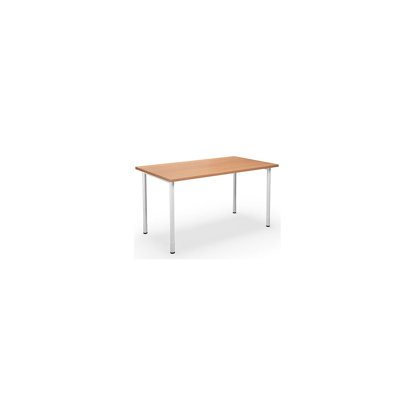 DUO-C multi-purpose desk, straight tabletop, HxD 700 - 800 x 800 mm, width 1400 mm, beech, white.