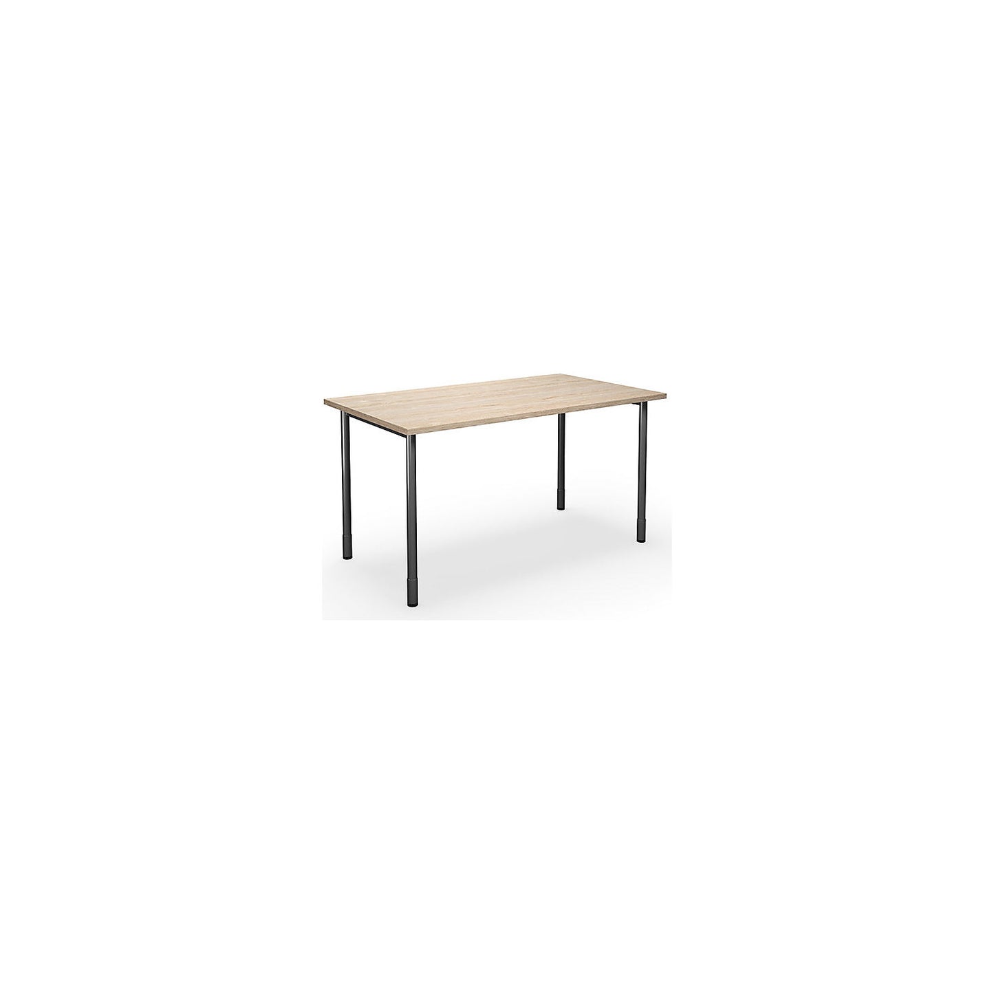 DUO-C multi-purpose desk, straight tabletop, HxD 700 - 800 x 800 mm, width 1400 mm, oak, black.