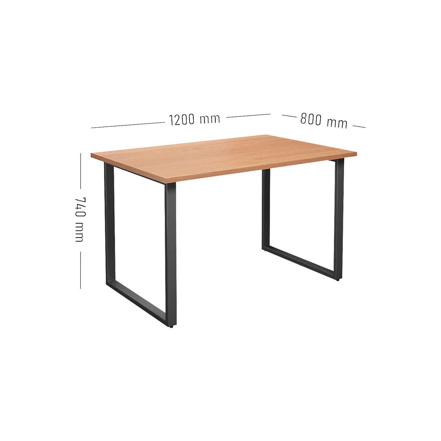 DUO-O multi-purpose desk, straight tabletop, depth 800 mm, width 1200 mm, beech / black.