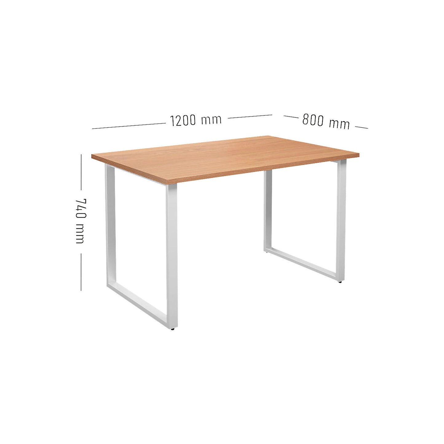 DUO-O multi-purpose desk, straight tabletop, depth 800 mm, width 1200 mm, beech / white.