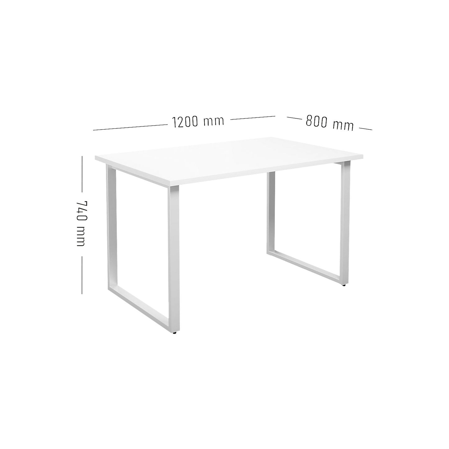 DUO-O multi-purpose desk, straight tabletop, depth 800 mm, width 1200 mm, white / white.