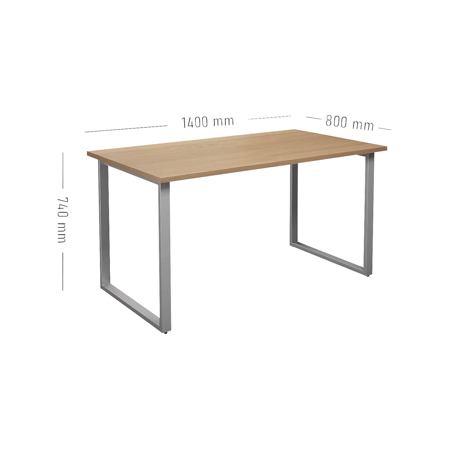DUO-O multi-purpose desk, straight tabletop, depth 800 mm, width 1400 mm, beech / silver.
