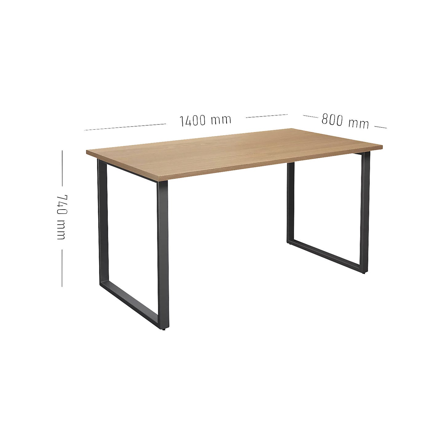 DUO-O multi-purpose desk, straight tabletop, depth 800 mm, width 1400 mm, beech / black.