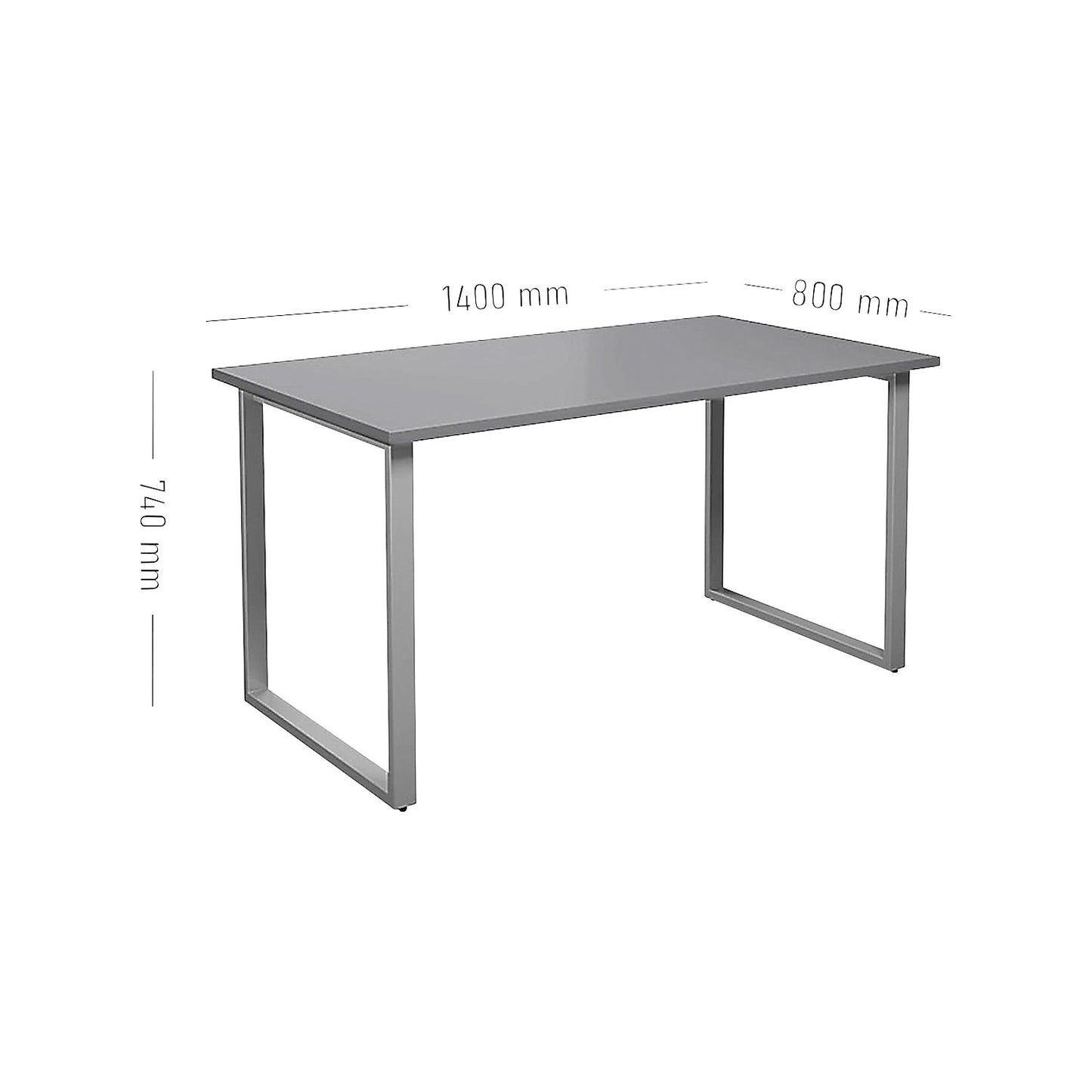 DUO-O multi-purpose desk, straight tabletop, depth 800 mm, width 1400 mm, light grey / silver.