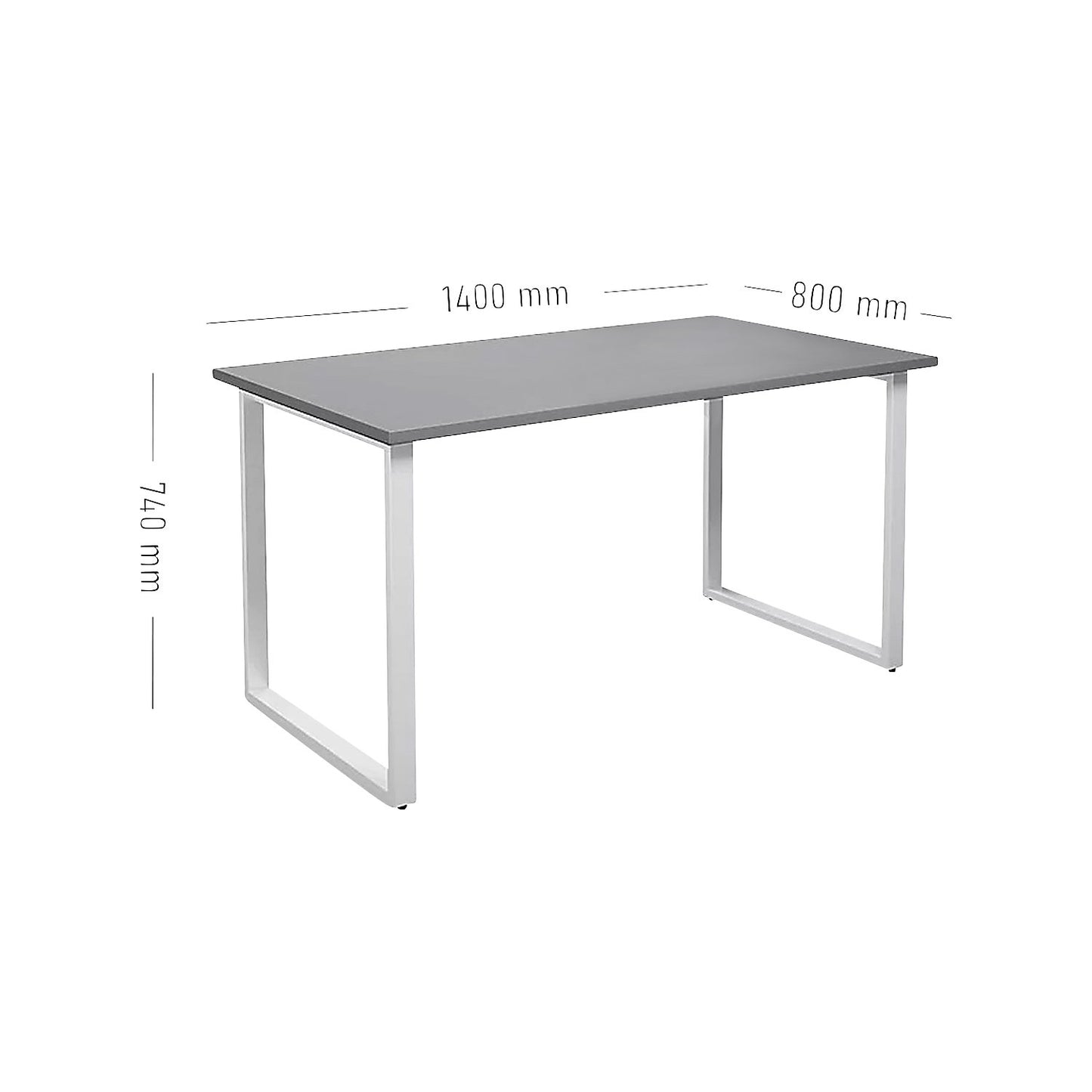 DUO-O multi-purpose desk, straight tabletop, depth 800 mm, width 1400 mm, light grey / white.