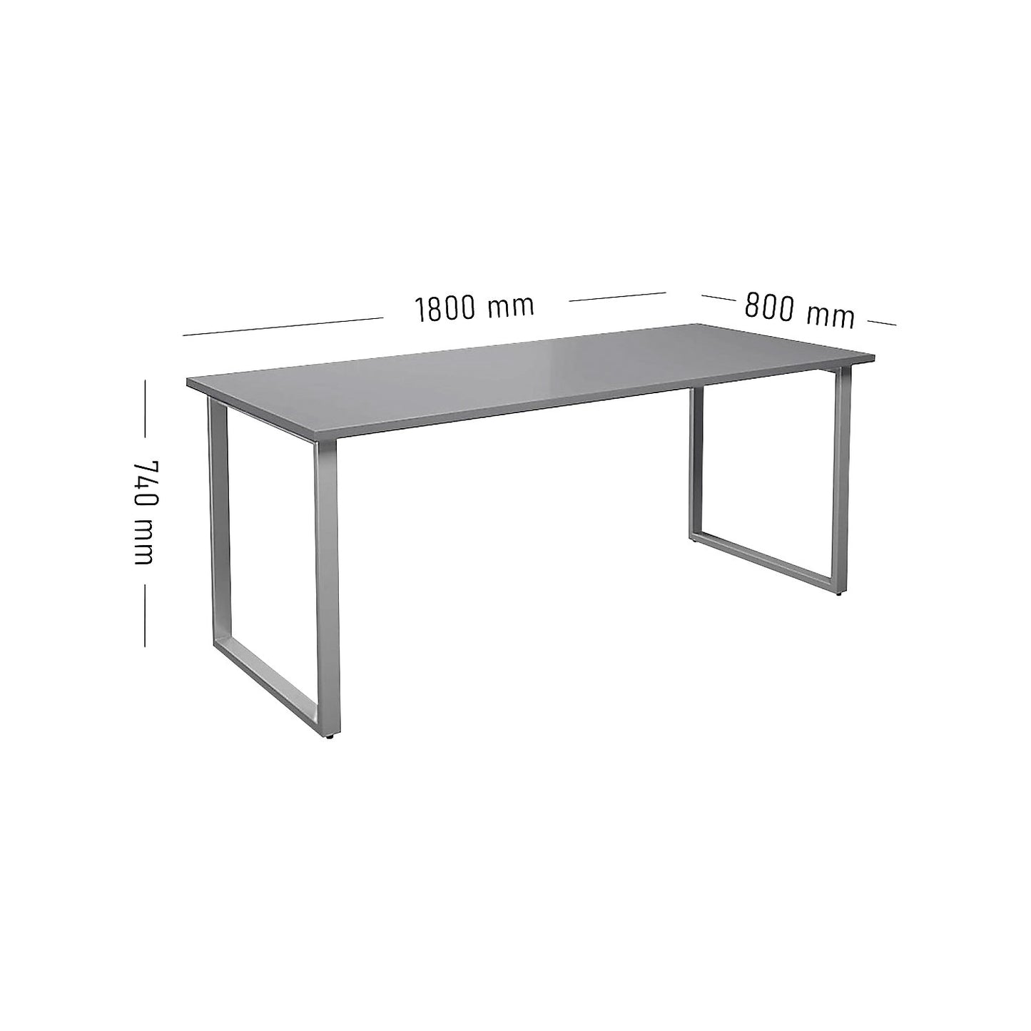 DUO-O multi-purpose desk, straight tabletop, depth 800 mm, width 1800 mm, light grey / silver.