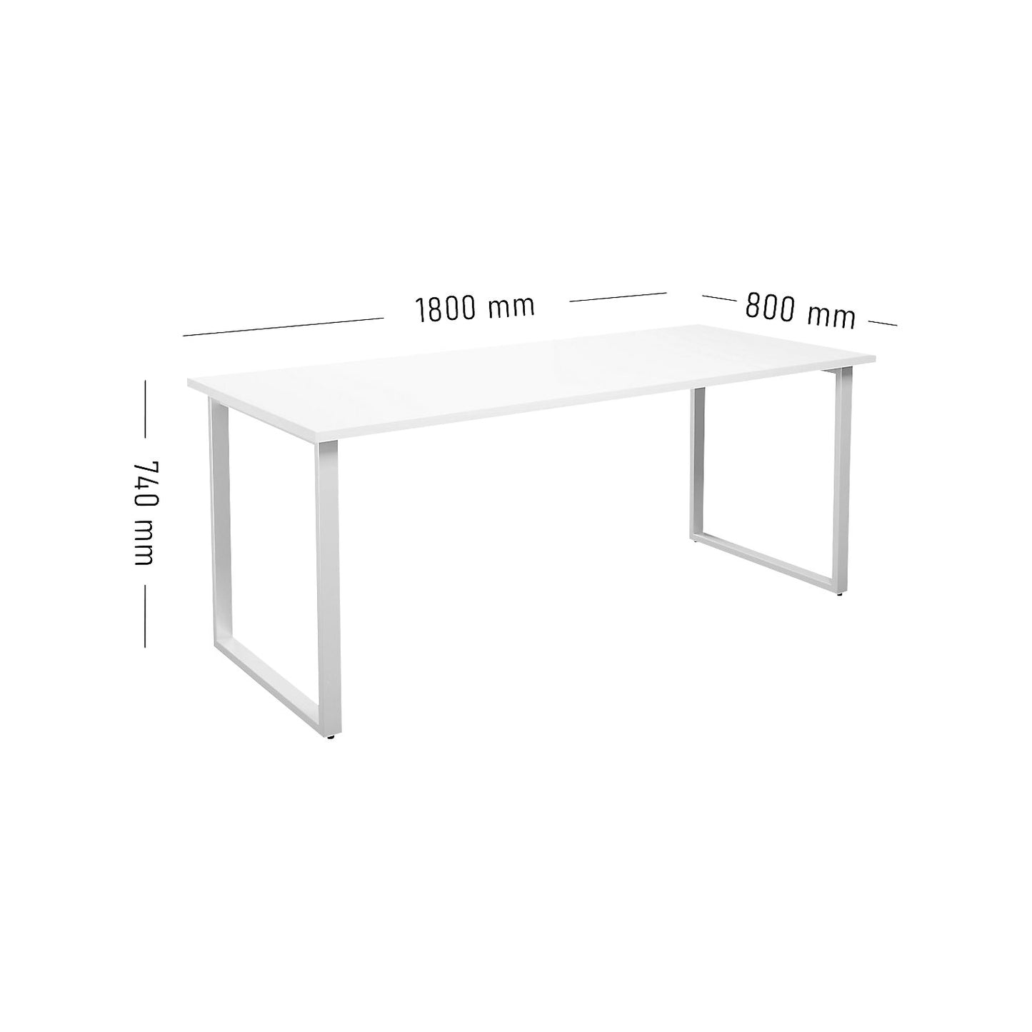 DUO-O multi-purpose desk, straight tabletop, depth 800 mm, width 1800 mm, white / white.