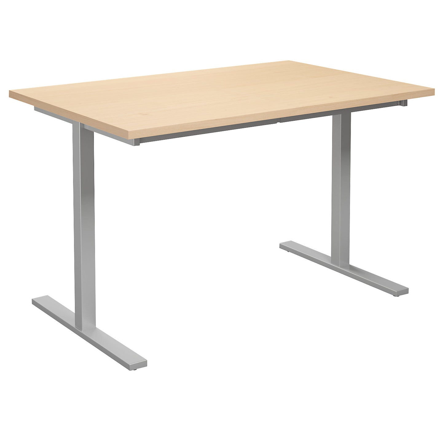 DUO-T multi-purpose desk, straight tabletop, HxD 740 x 800 mm, width 1200 mm, birch, silver.