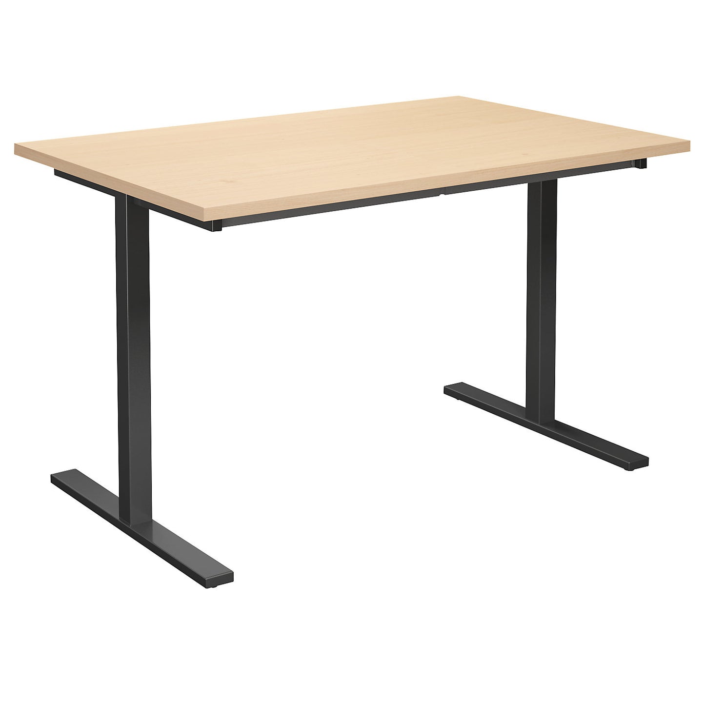 DUO-T multi-purpose desk, straight tabletop, HxD 740 x 800 mm, width 1200 mm, birch, black.