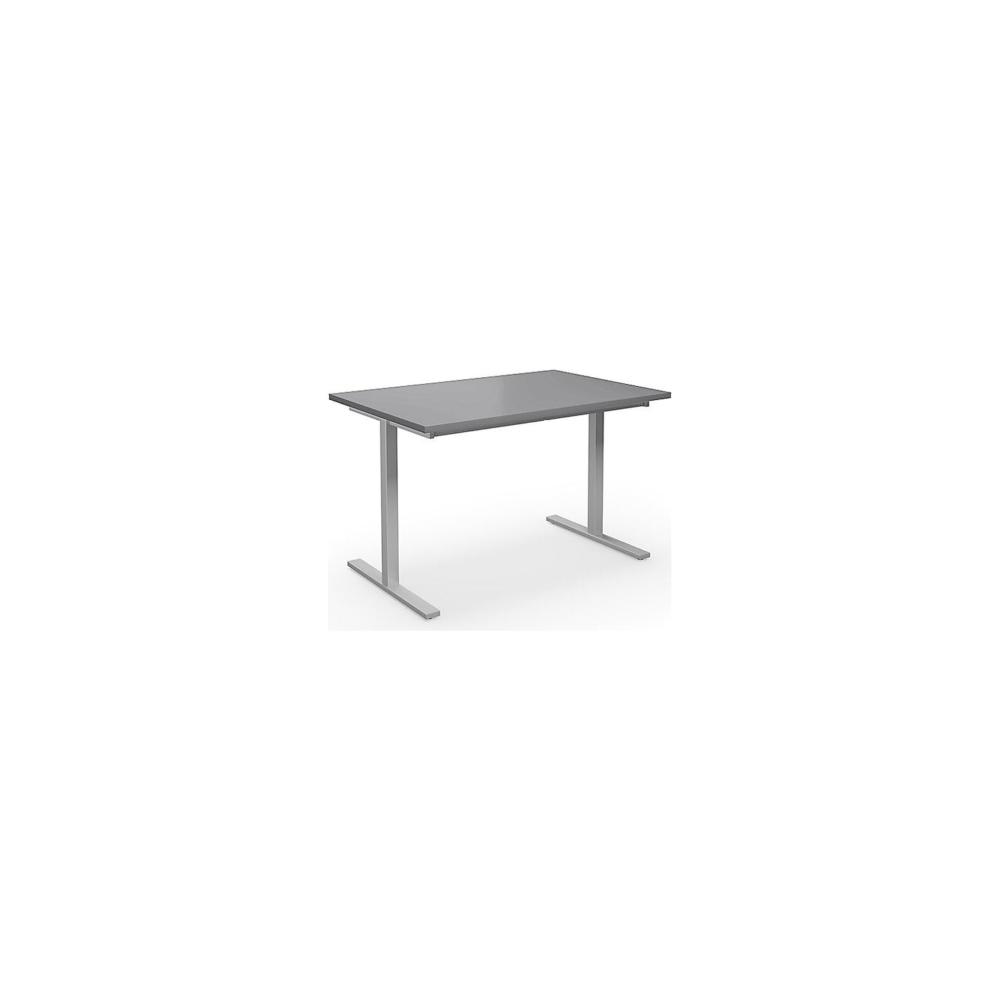 DUO-T multi-purpose desk, straight tabletop, HxD 740 x 800 mm, width 1200 mm, light grey, silver.