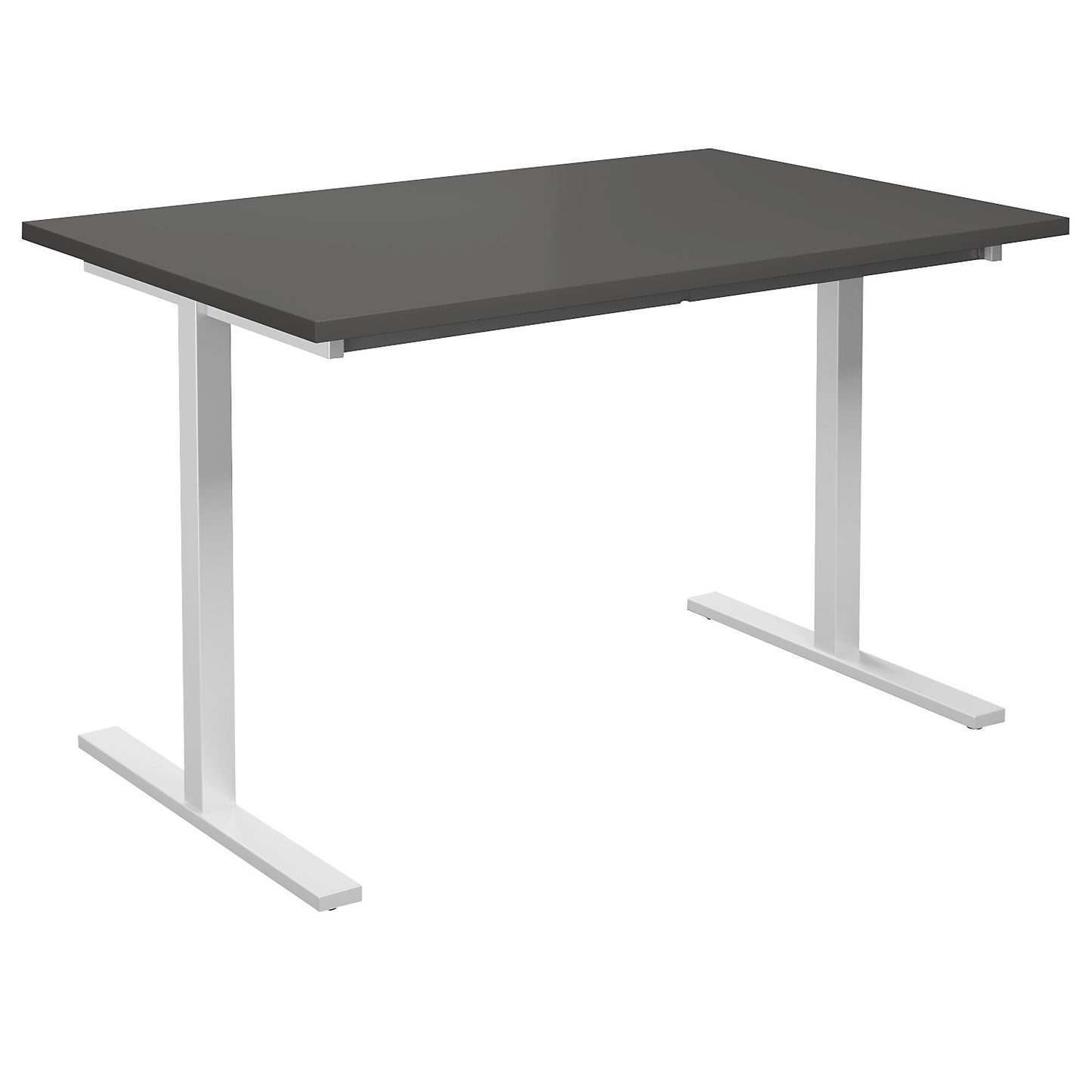 DUO-T multi-purpose desk, straight tabletop, HxD 740 x 800 mm, width 1200 mm, dark grey, white.