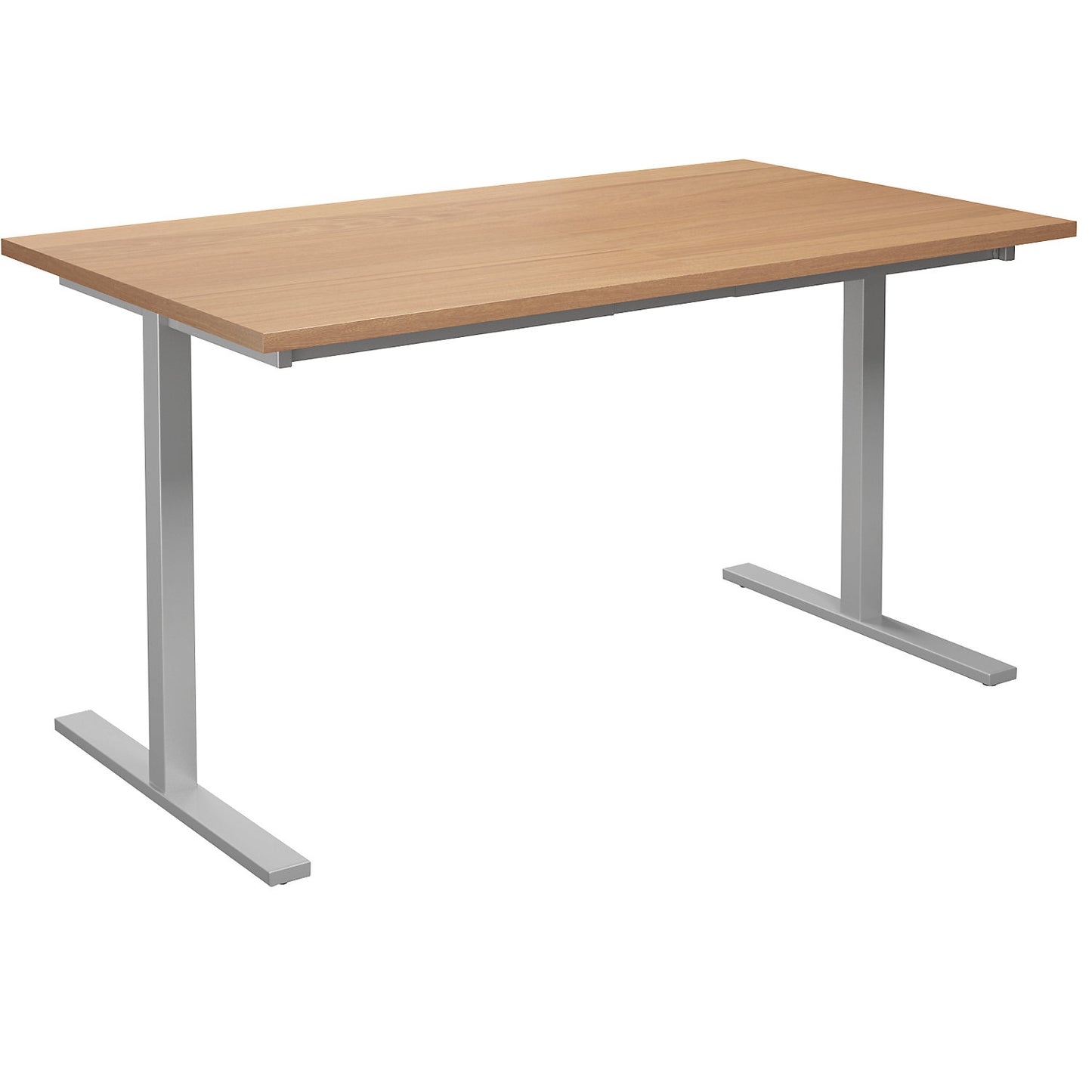DUO-T multi-purpose desk, straight tabletop, HxD 740 x 800 mm, width 1400 mm, beech, silver.