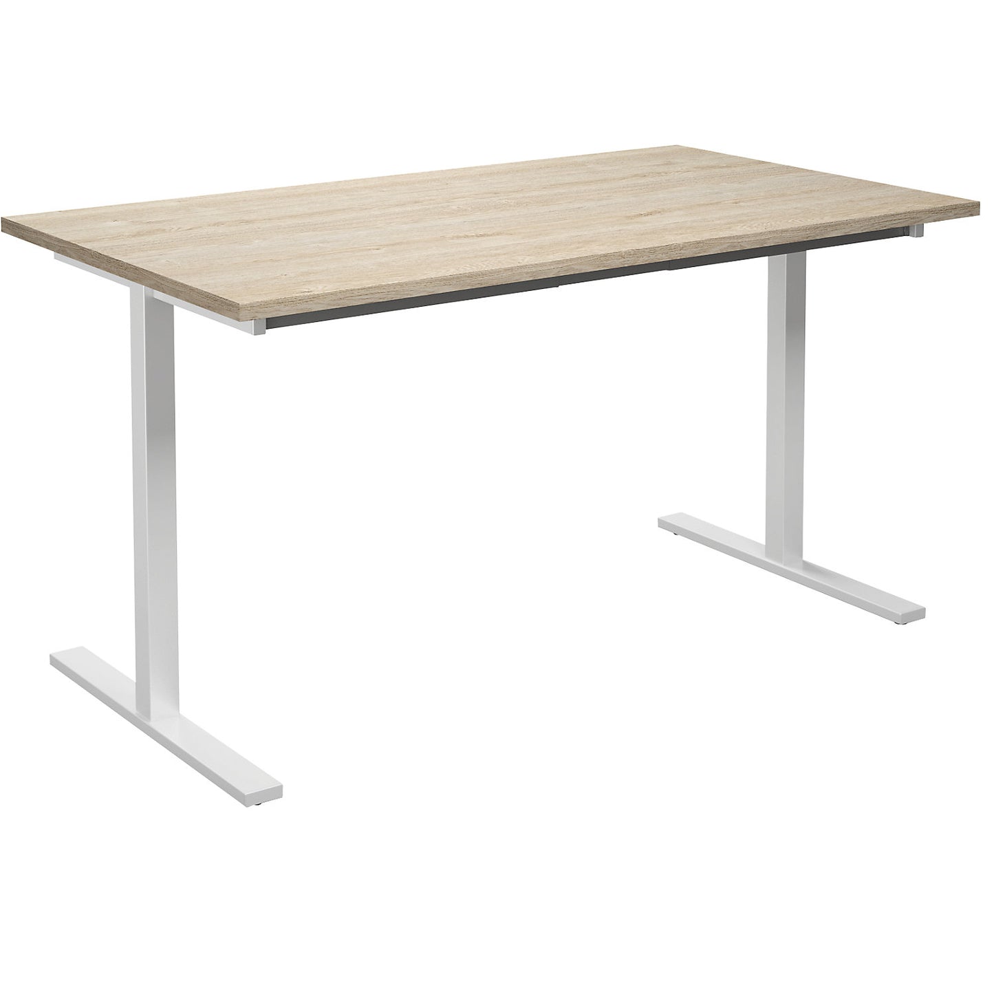DUO-T multi-purpose desk, straight tabletop, HxD 740 x 800 mm, width 1400 mm, oak, white.
