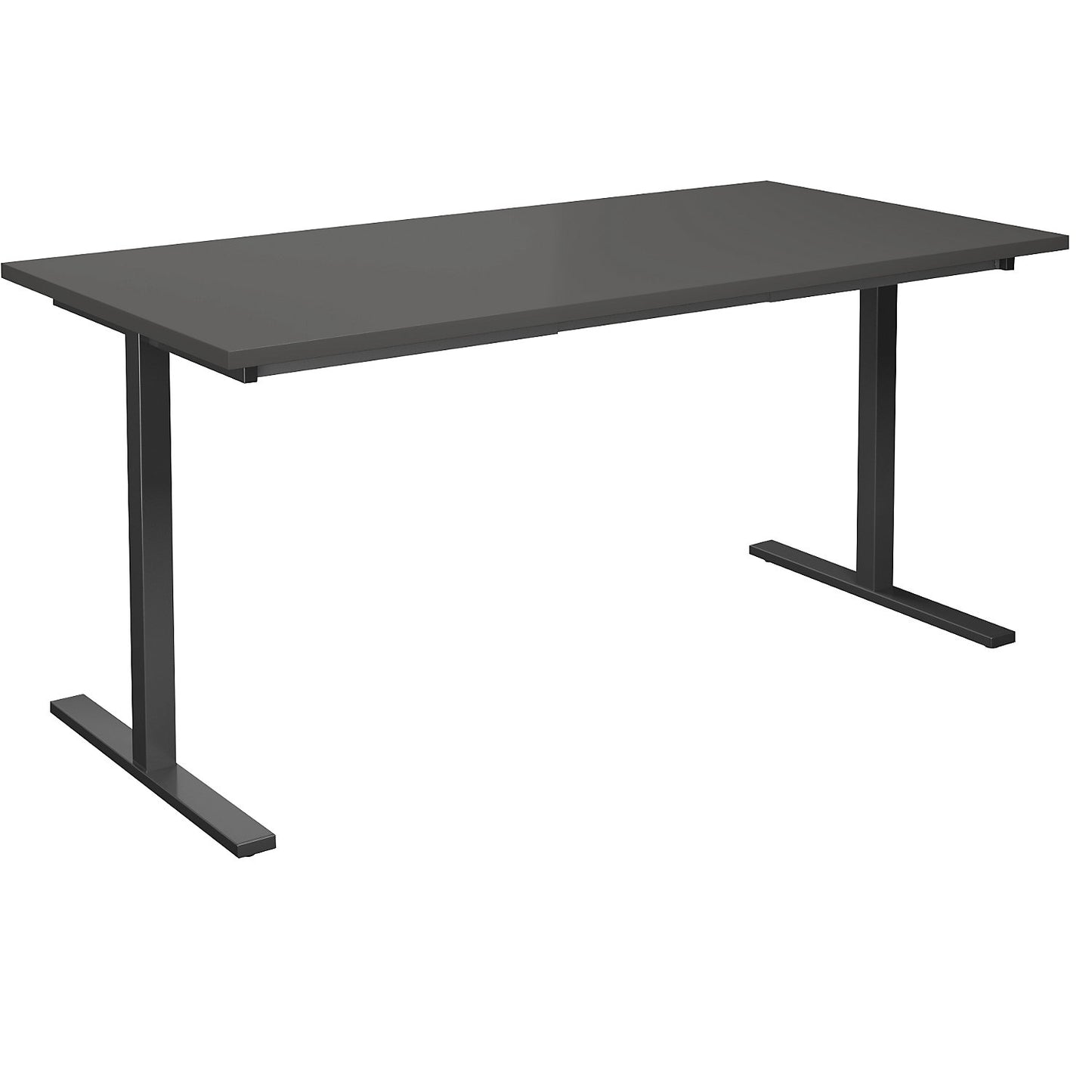 DUO-T multi-purpose desk, straight tabletop, HxD 740 x 800 mm, width 1600 mm, dark grey, black.